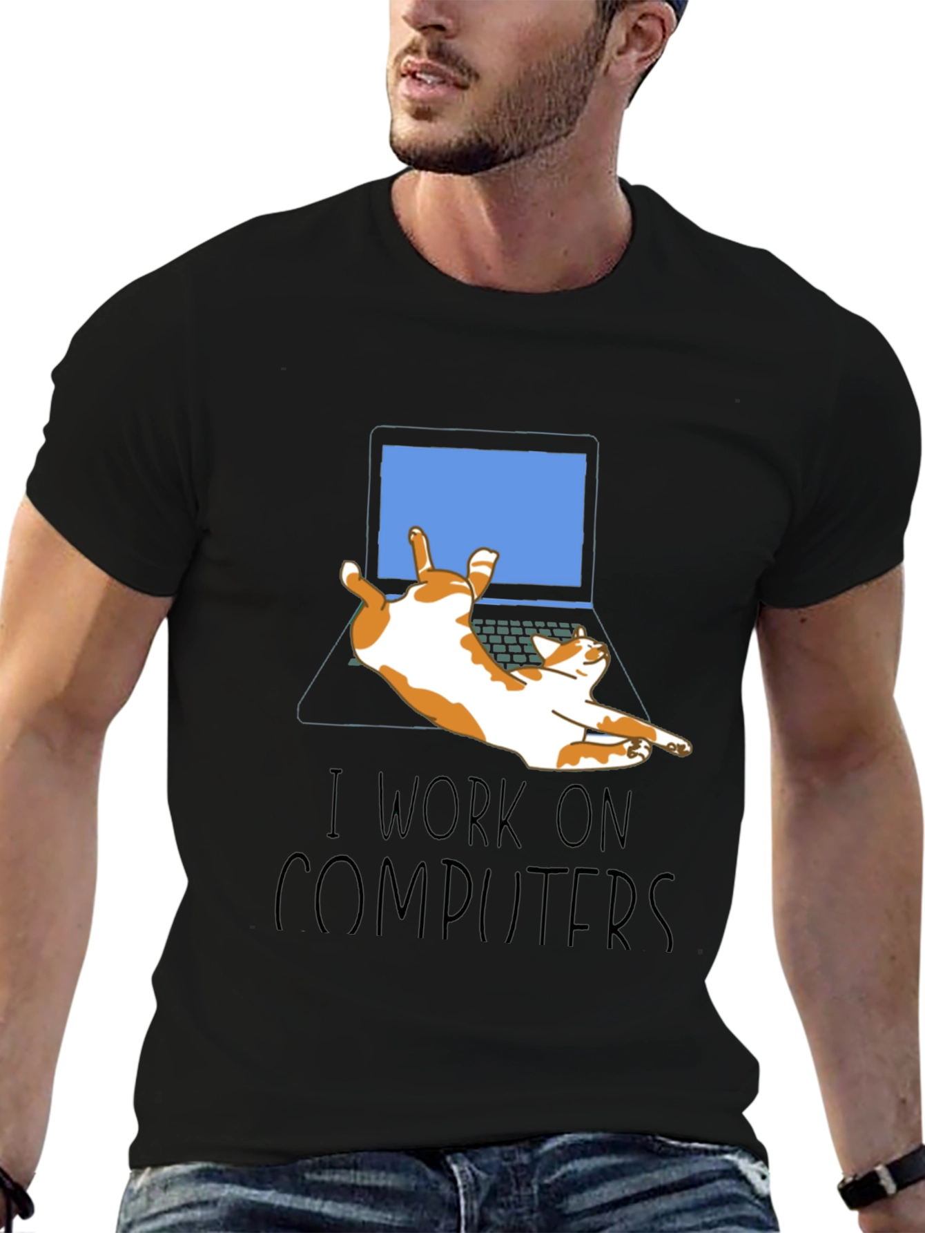 Funny Cat Computer T-Shirt