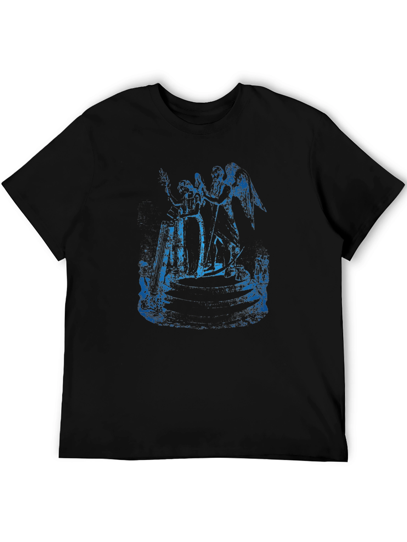 Angel Graphic Print Black Crew Neck T-Shirt
