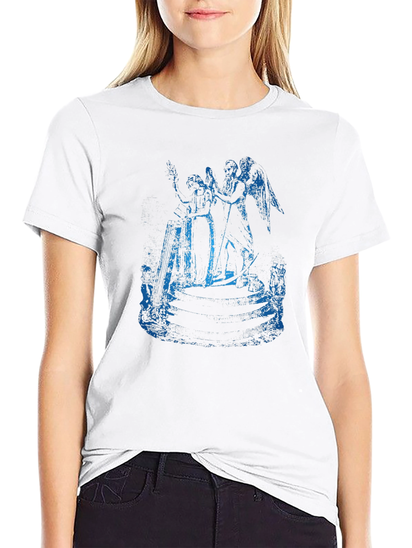 Angel Graphic Print Black Crew Neck T-Shirt