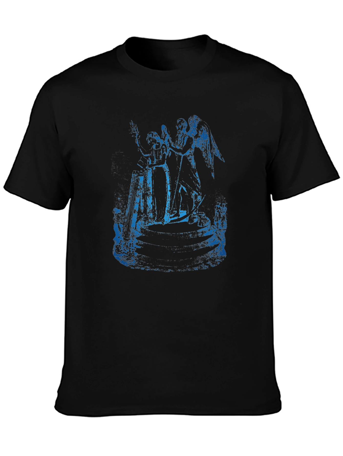 Angel Graphic Print Black Crew Neck T-Shirt