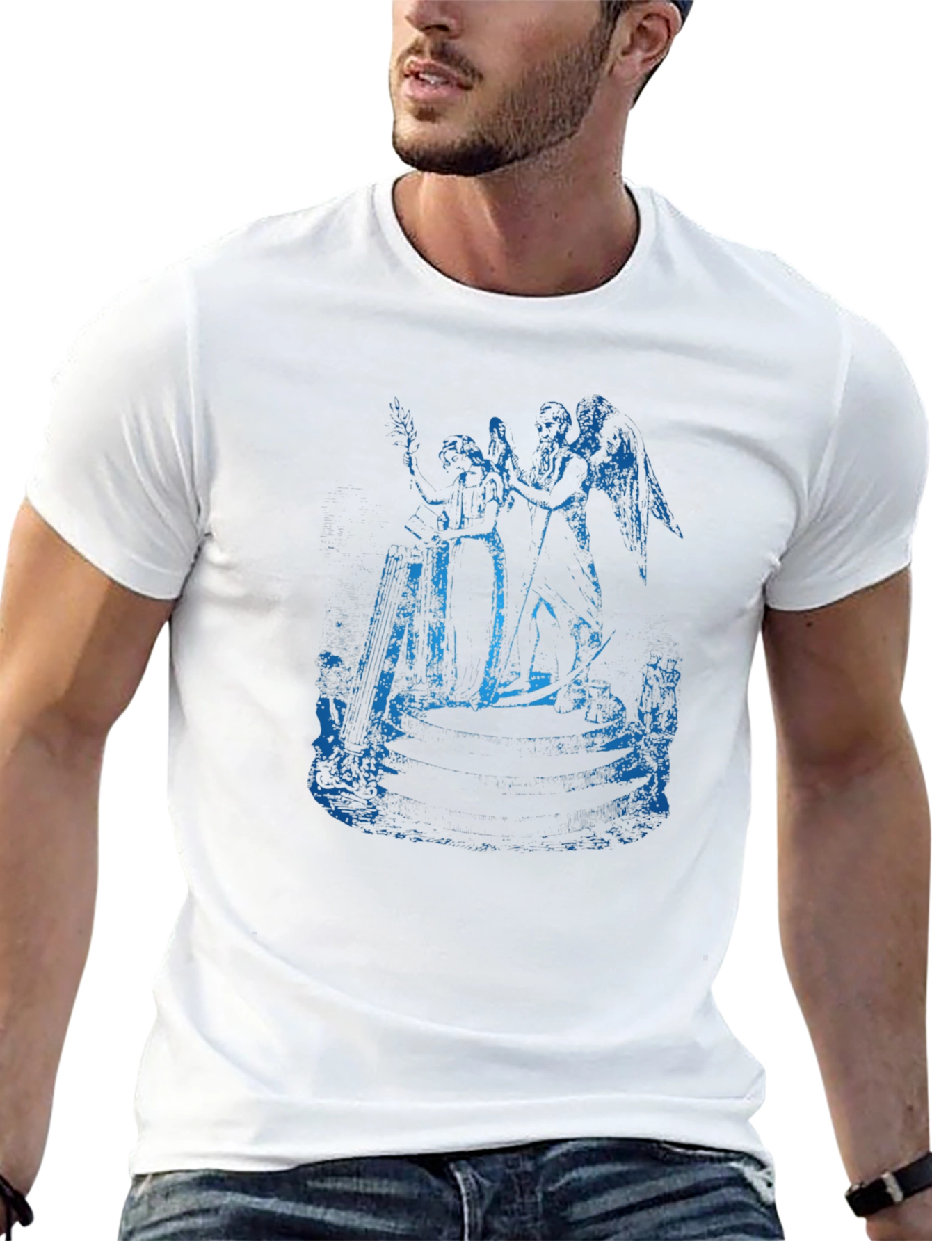 Angel Graphic Print Black Crew Neck T-Shirt