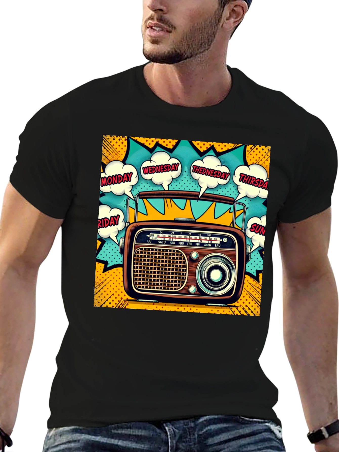 Retro Radio Days of the Week Graphic Tee