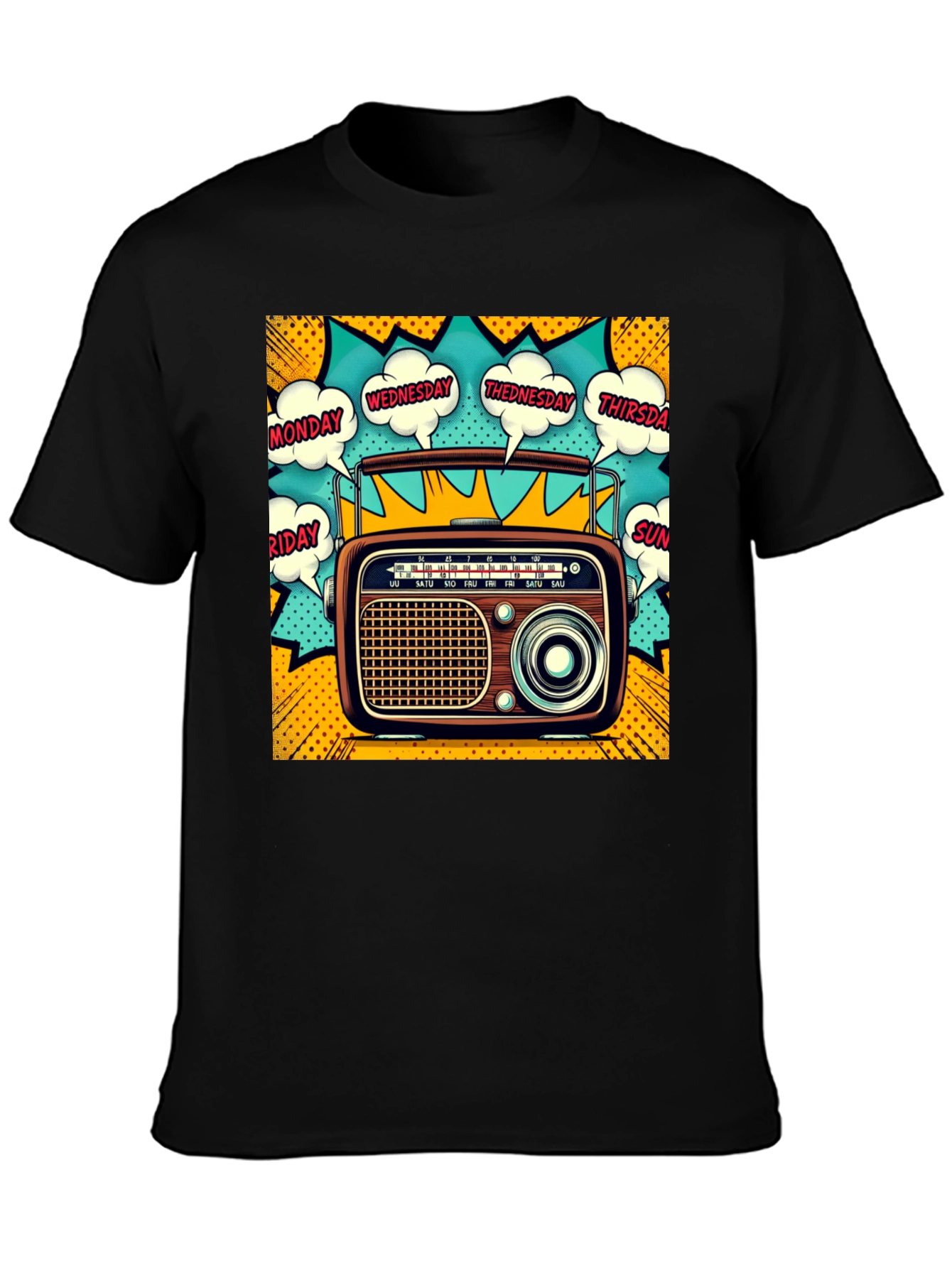 Retro Radio Days of the Week Graphic Tee