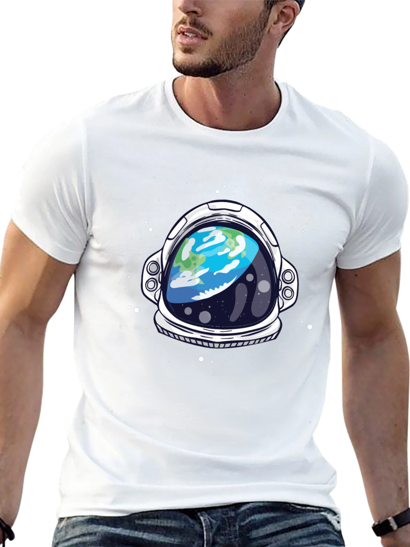 Astronaut Helmet Graphic T-Shirt - Space Theme