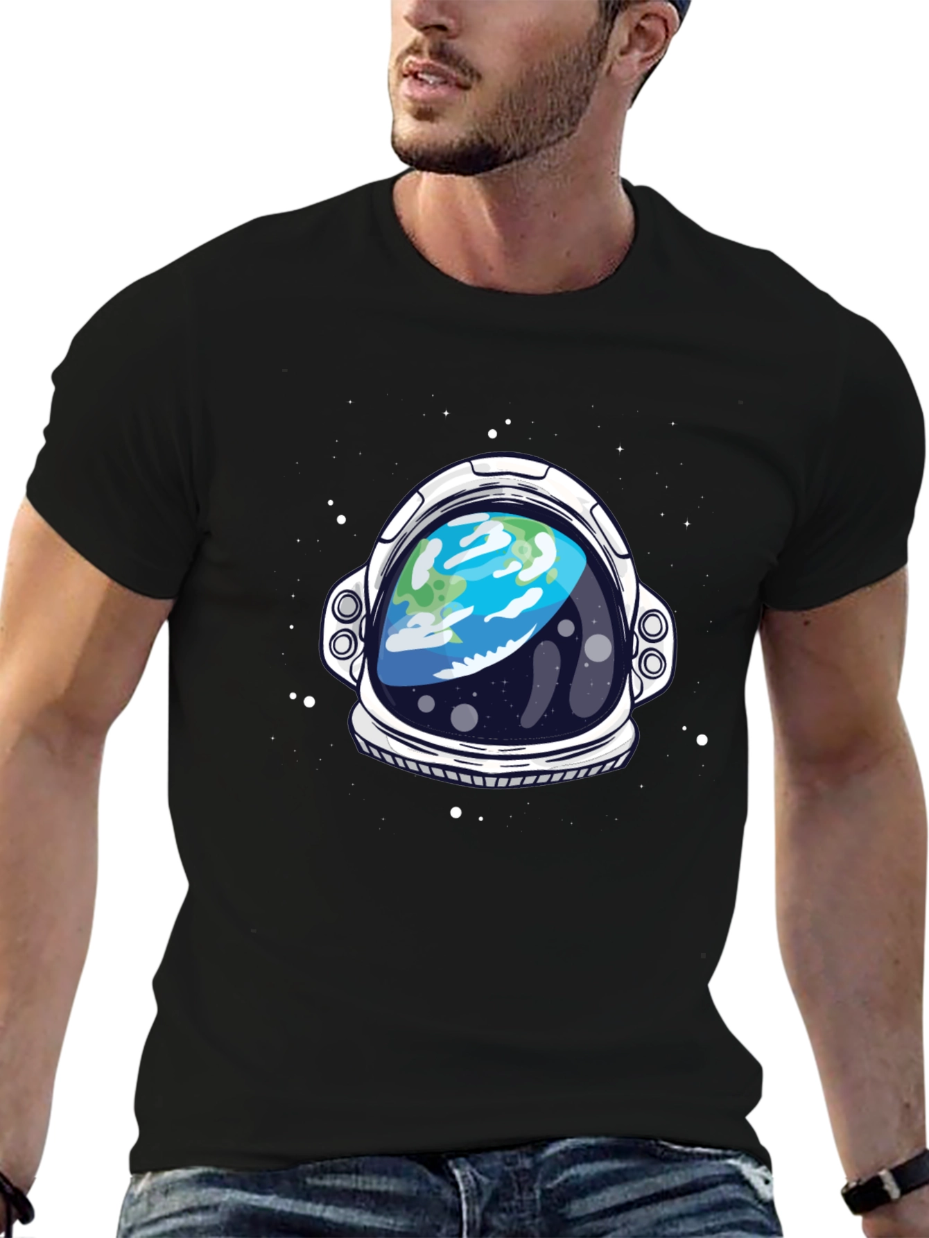 Astronaut Helmet Graphic T-Shirt - Space Theme