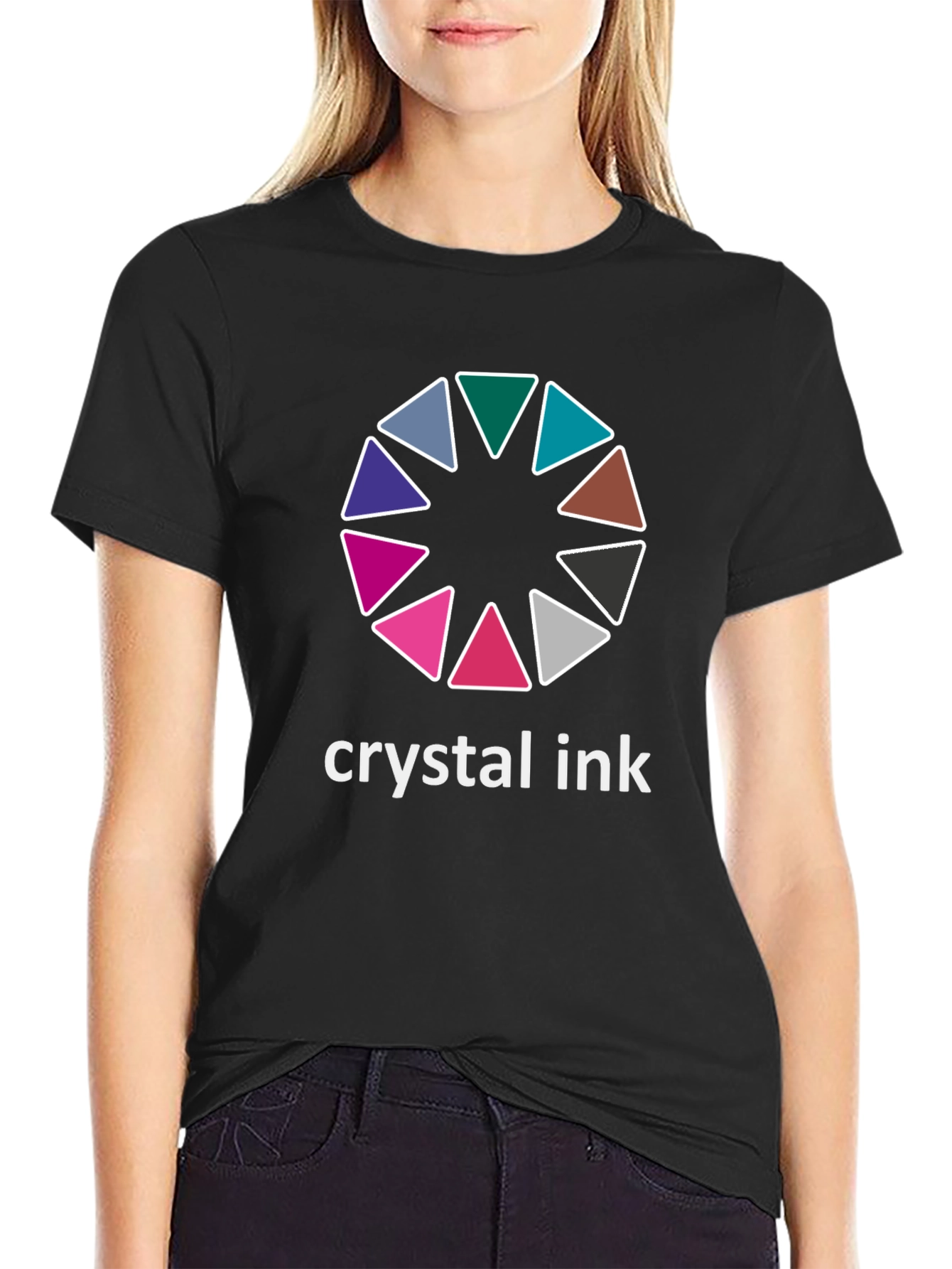 Crystal Ink Graphic Tee - Stylish Black Cotton T-Shirt