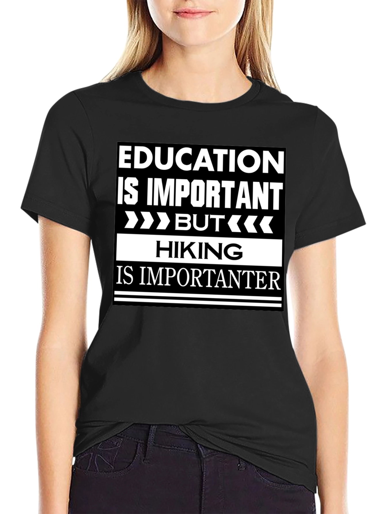 Funny Hiking T-Shirt - Education vs. Hiking Humor