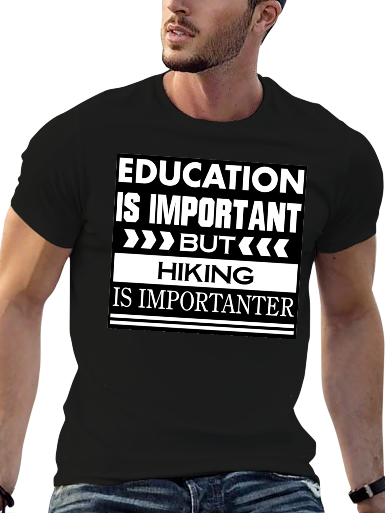 Funny Hiking T-Shirt - Education vs. Hiking Humor