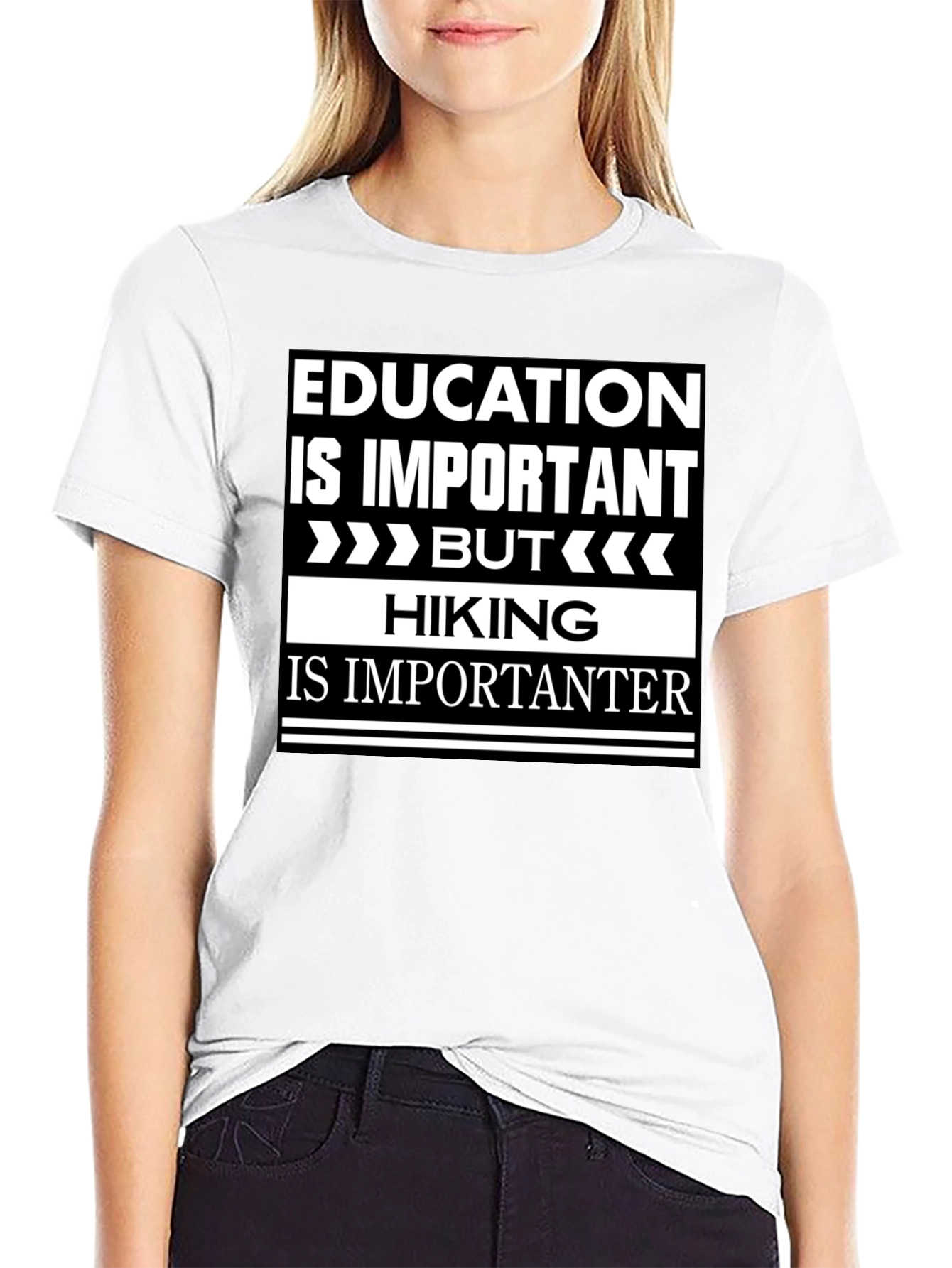 Funny Hiking T-Shirt - Education vs. Hiking Humor
