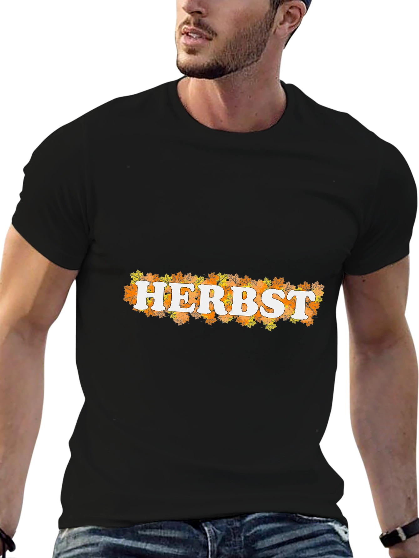 Autumn Leaves Herbst Black Graphic T-Shirt