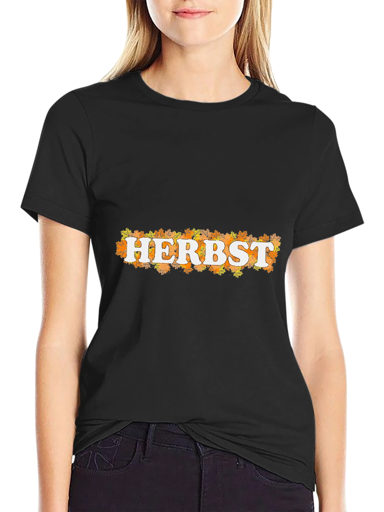 Autumn Leaves Herbst Black Graphic T-Shirt