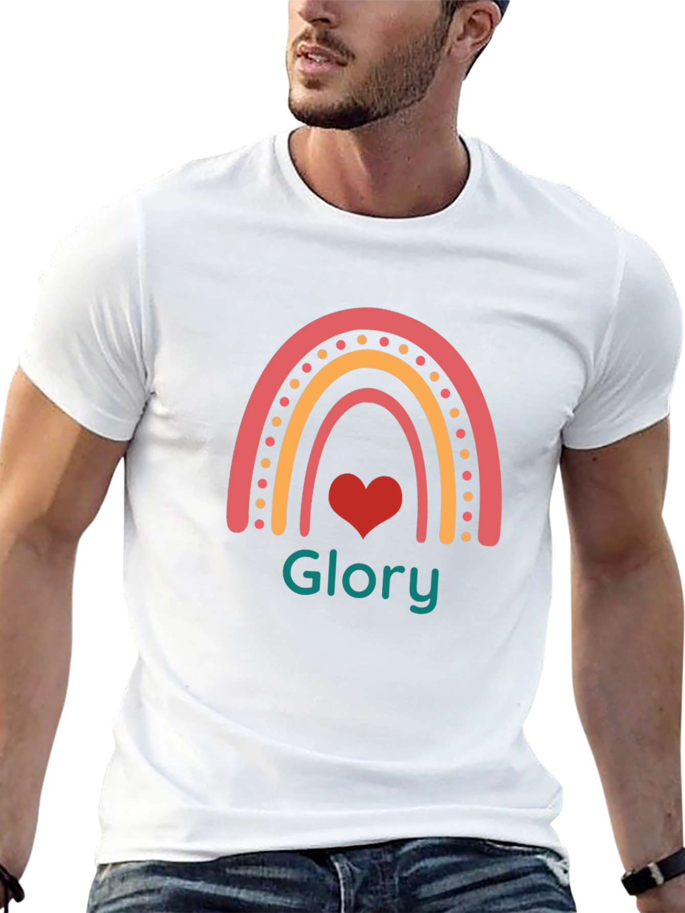 Rainbow Glory Heart Graphic T-Shirt