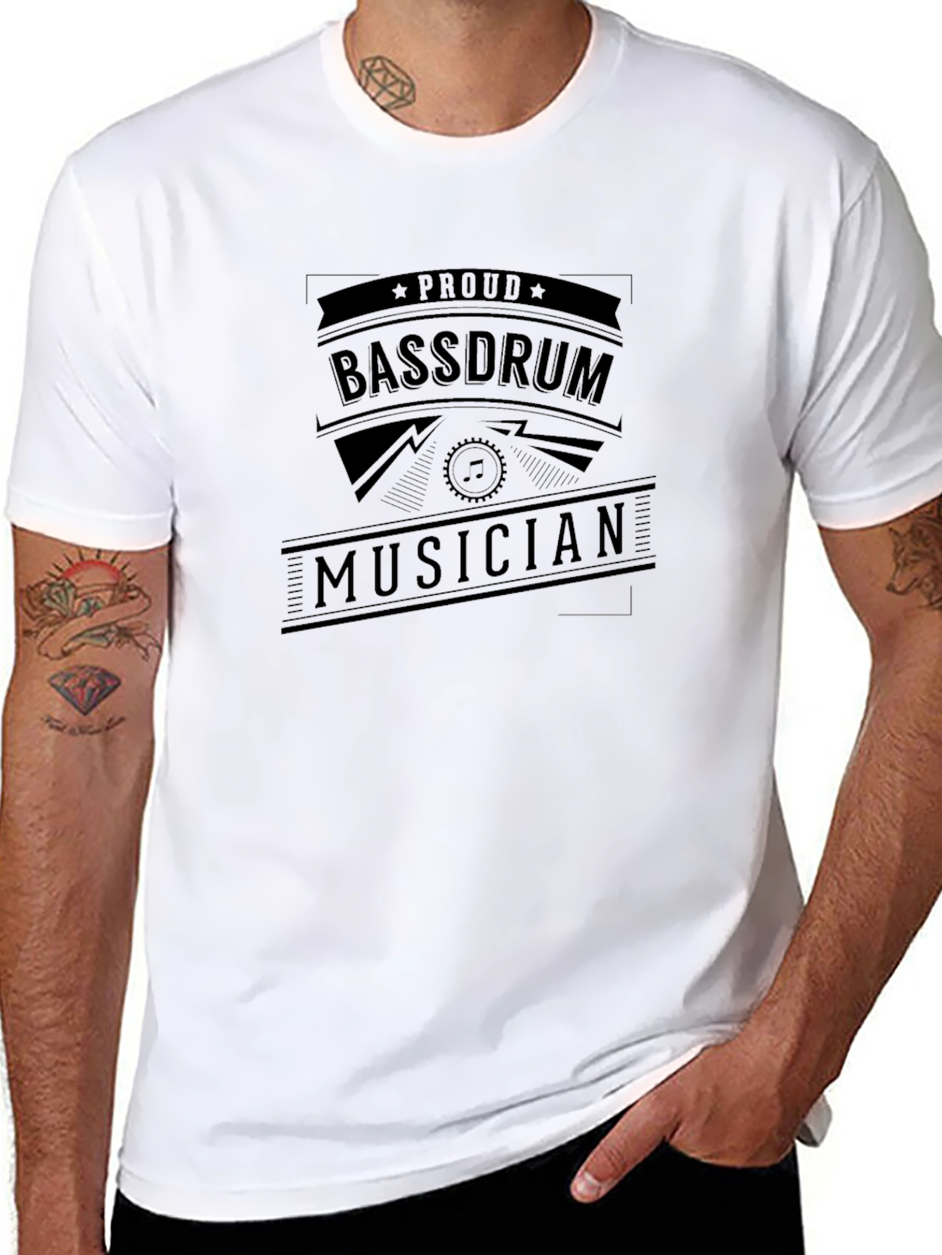 Proud Bassdrum Musician Black T-Shirt