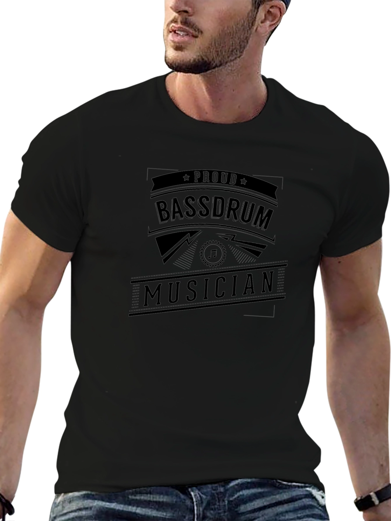 Proud Bassdrum Musician Black T-Shirt