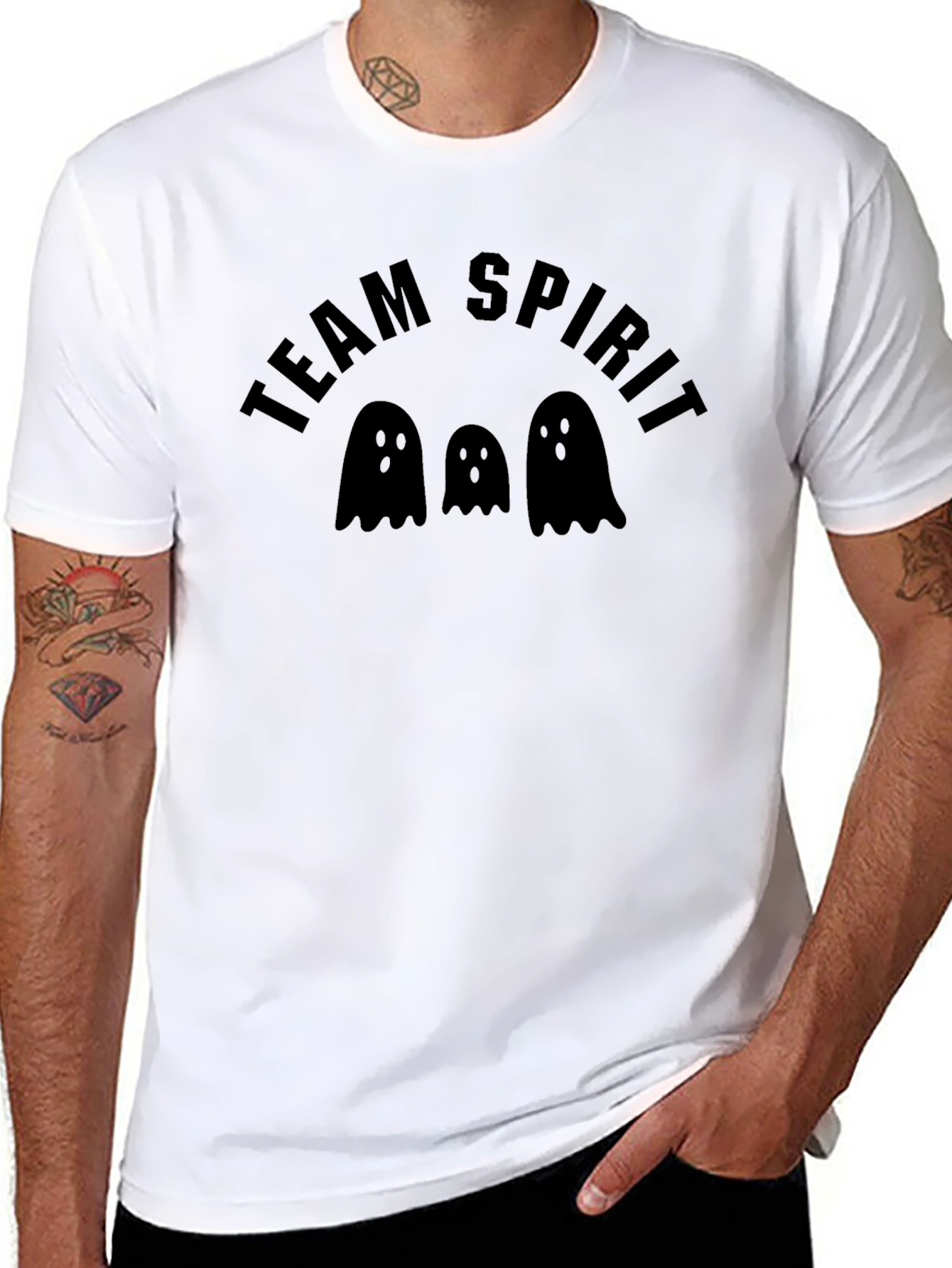 Team Spirit Ghost Tee - Black Halloween T-Shirt
