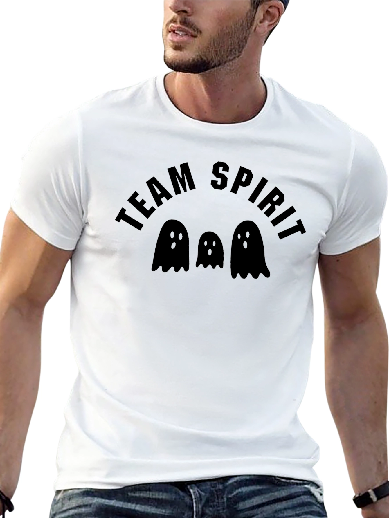 Team Spirit Ghost Tee - Black Halloween T-Shirt