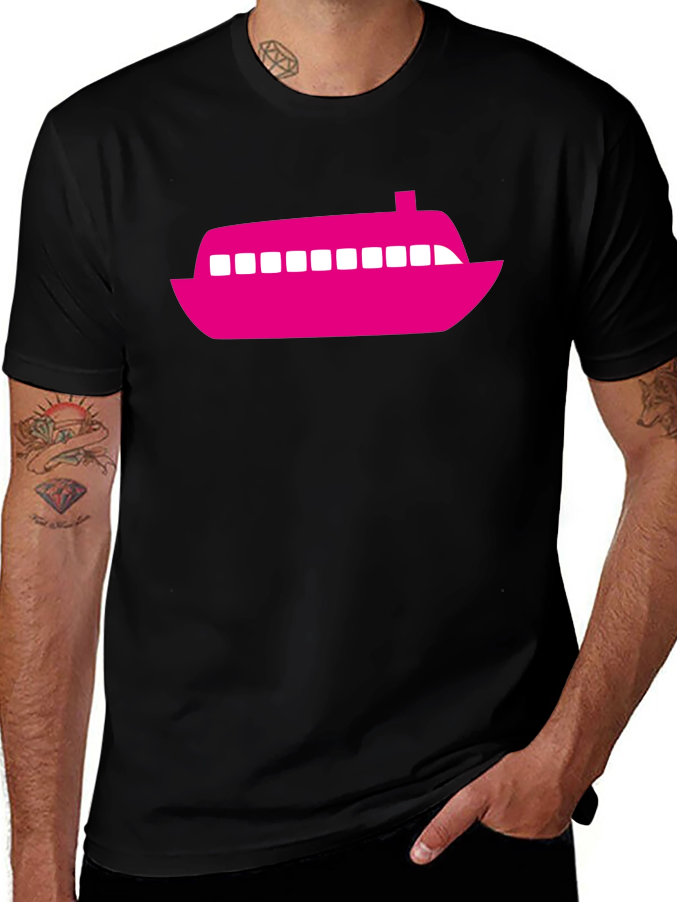 Boat Graphic Black T-Shirt