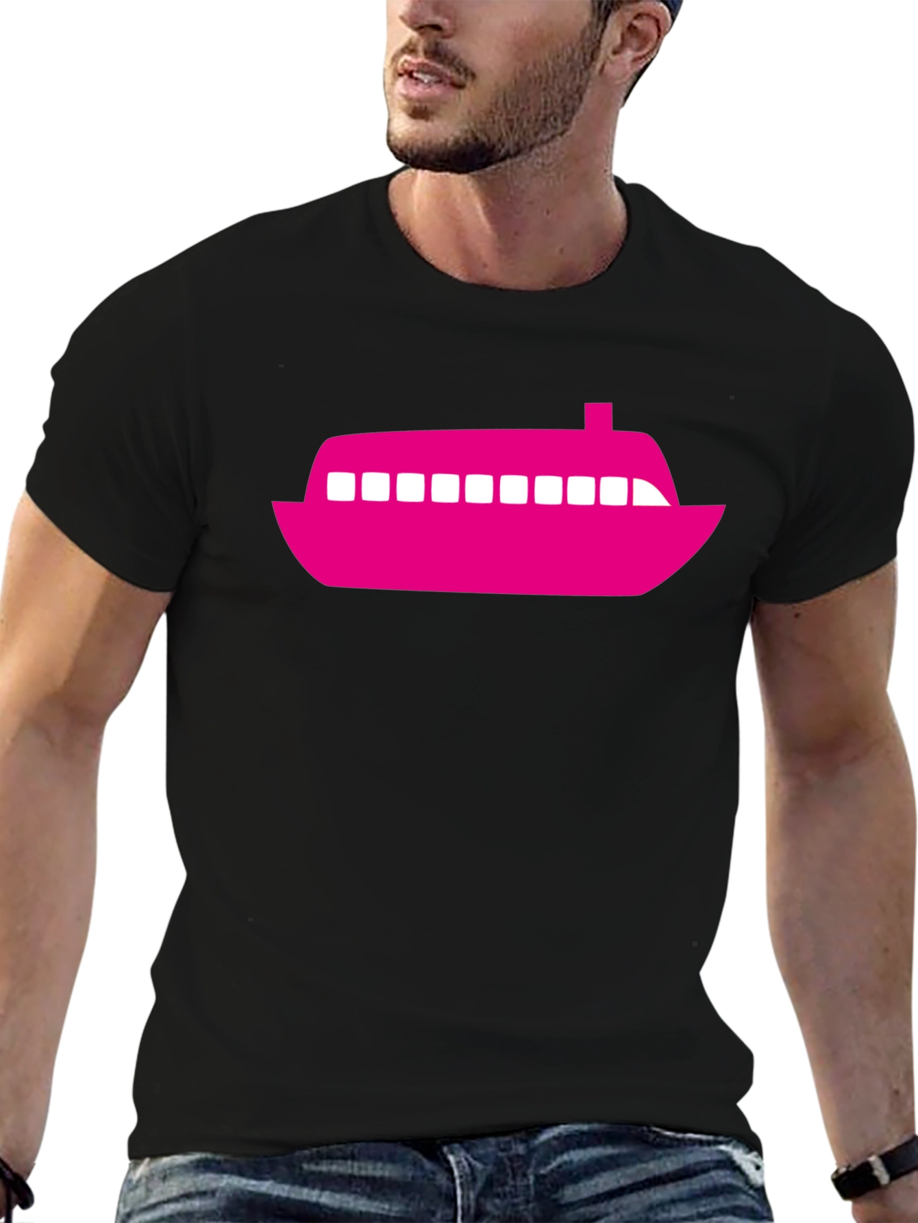 Boat Graphic Black T-Shirt