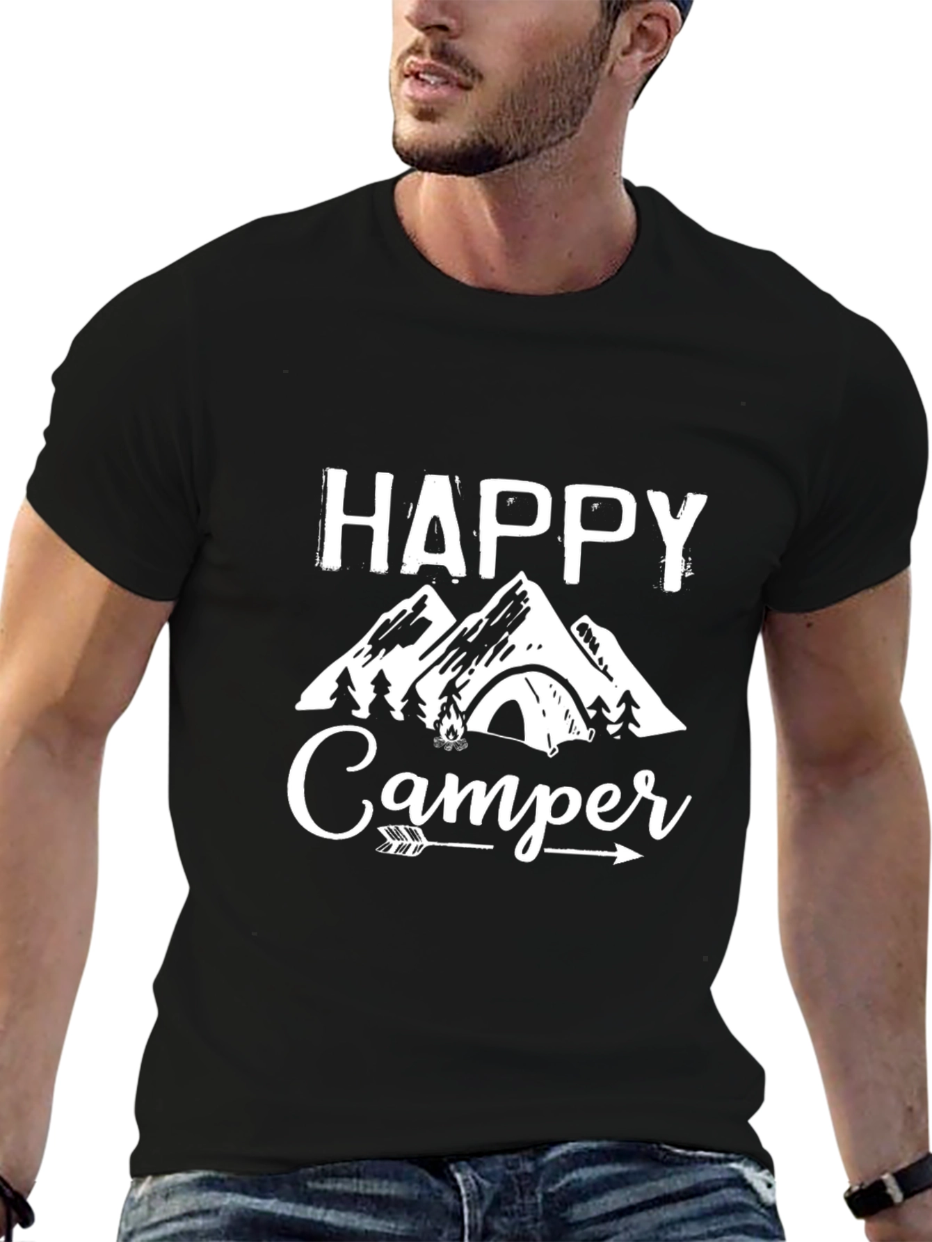 Happy Camper Graphic Tee - Mountain Camping T-Shirt