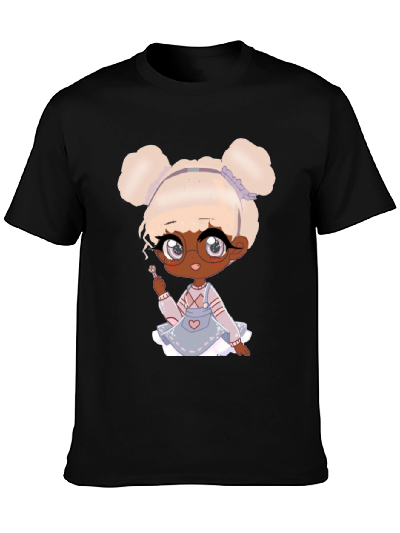 Anime Girl Graphic Tee - Black Cotton T-Shirt