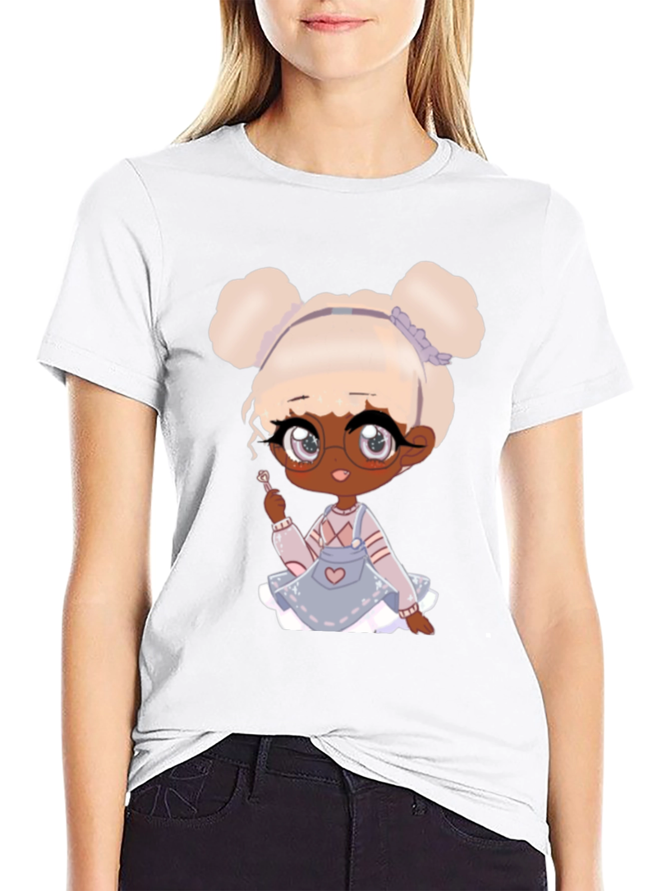 Anime Girl Graphic Tee - Black Cotton T-Shirt