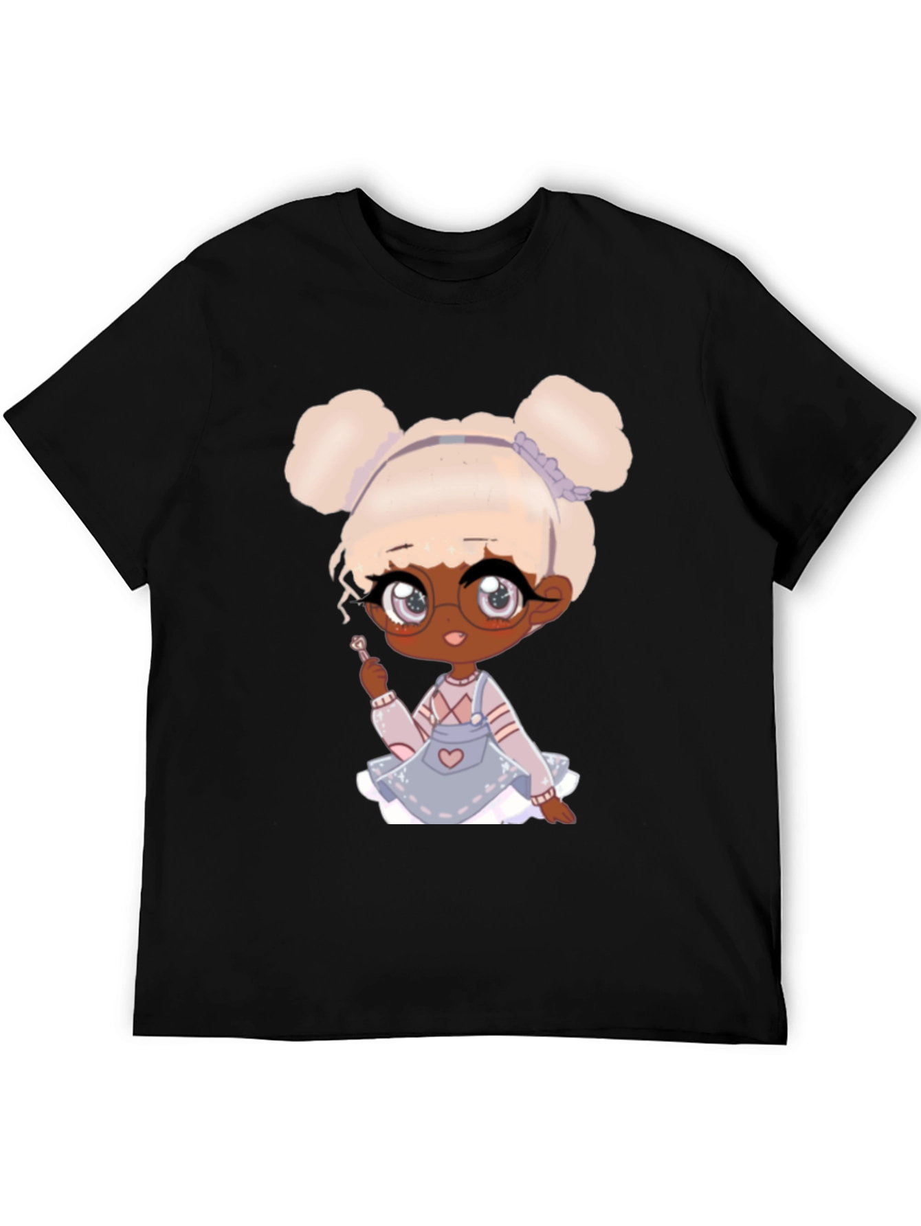 Anime Girl Graphic Tee - Black Cotton T-Shirt