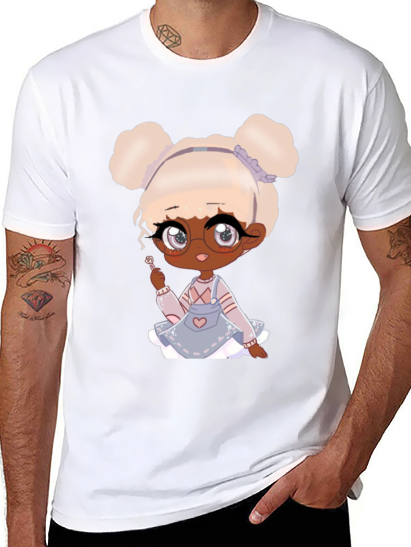 Anime Girl Graphic Tee - Black Cotton T-Shirt