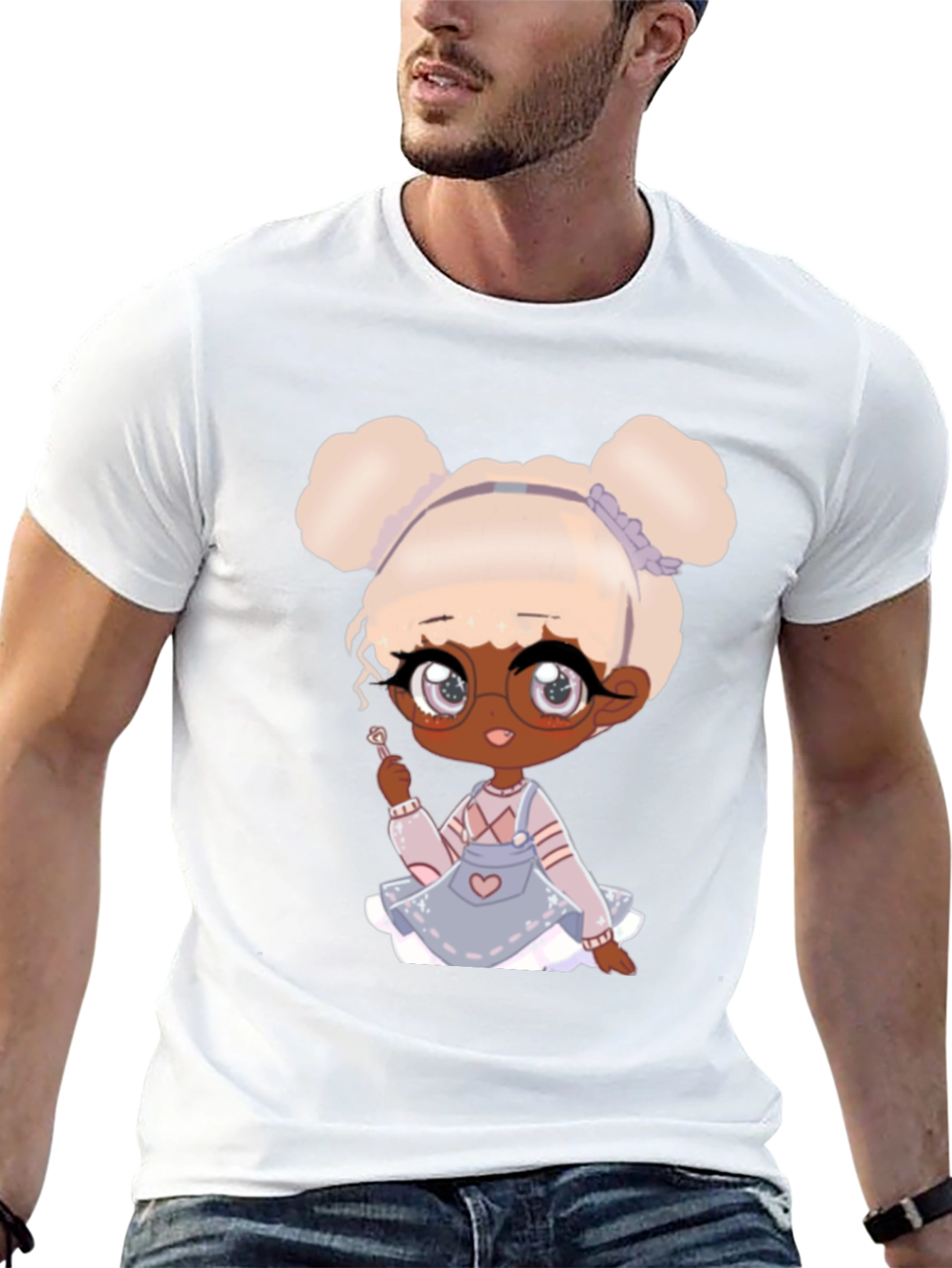 Anime Girl Graphic Tee - Black Cotton T-Shirt