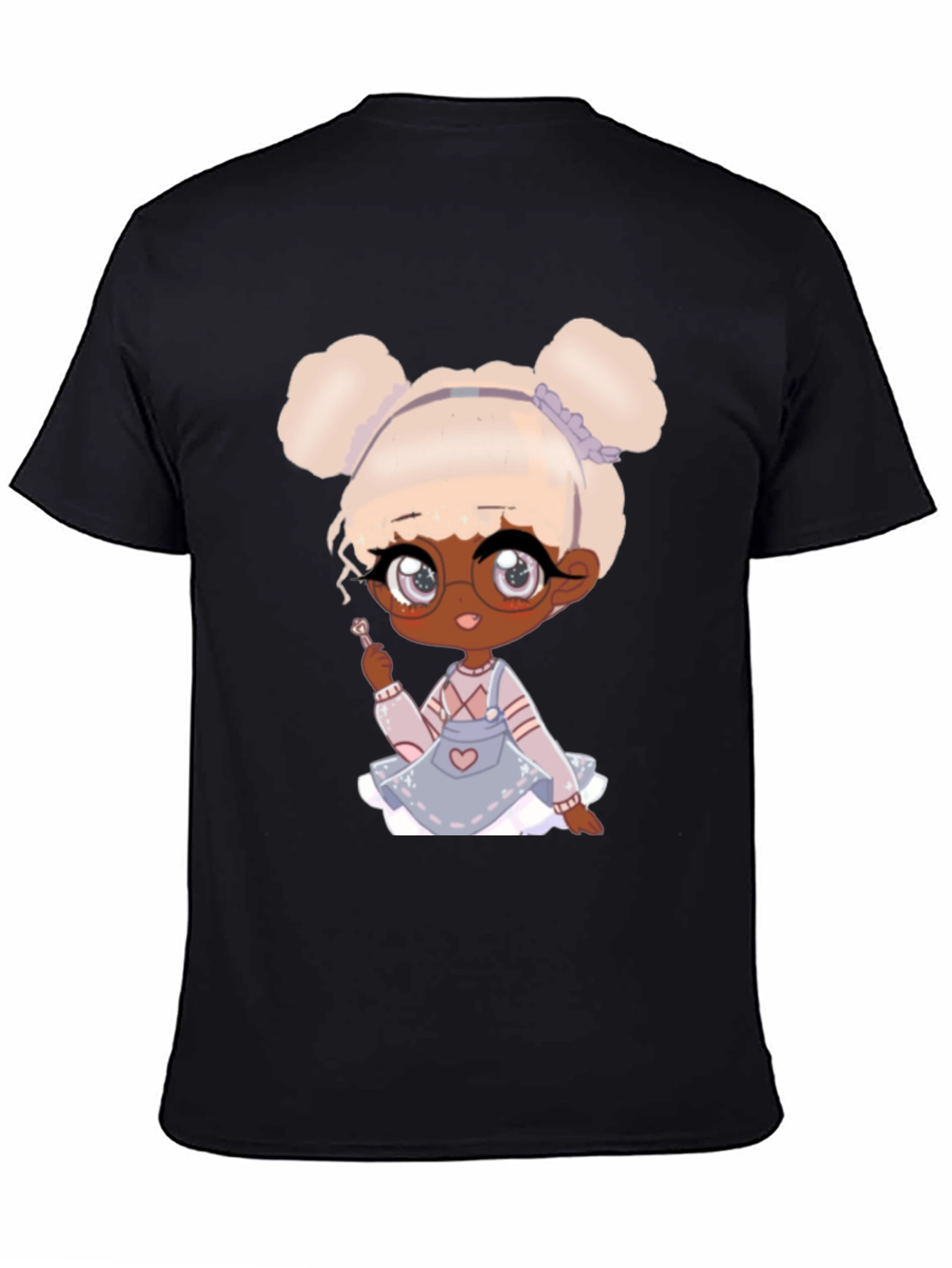Anime Girl Graphic Tee - Black Cotton T-Shirt
