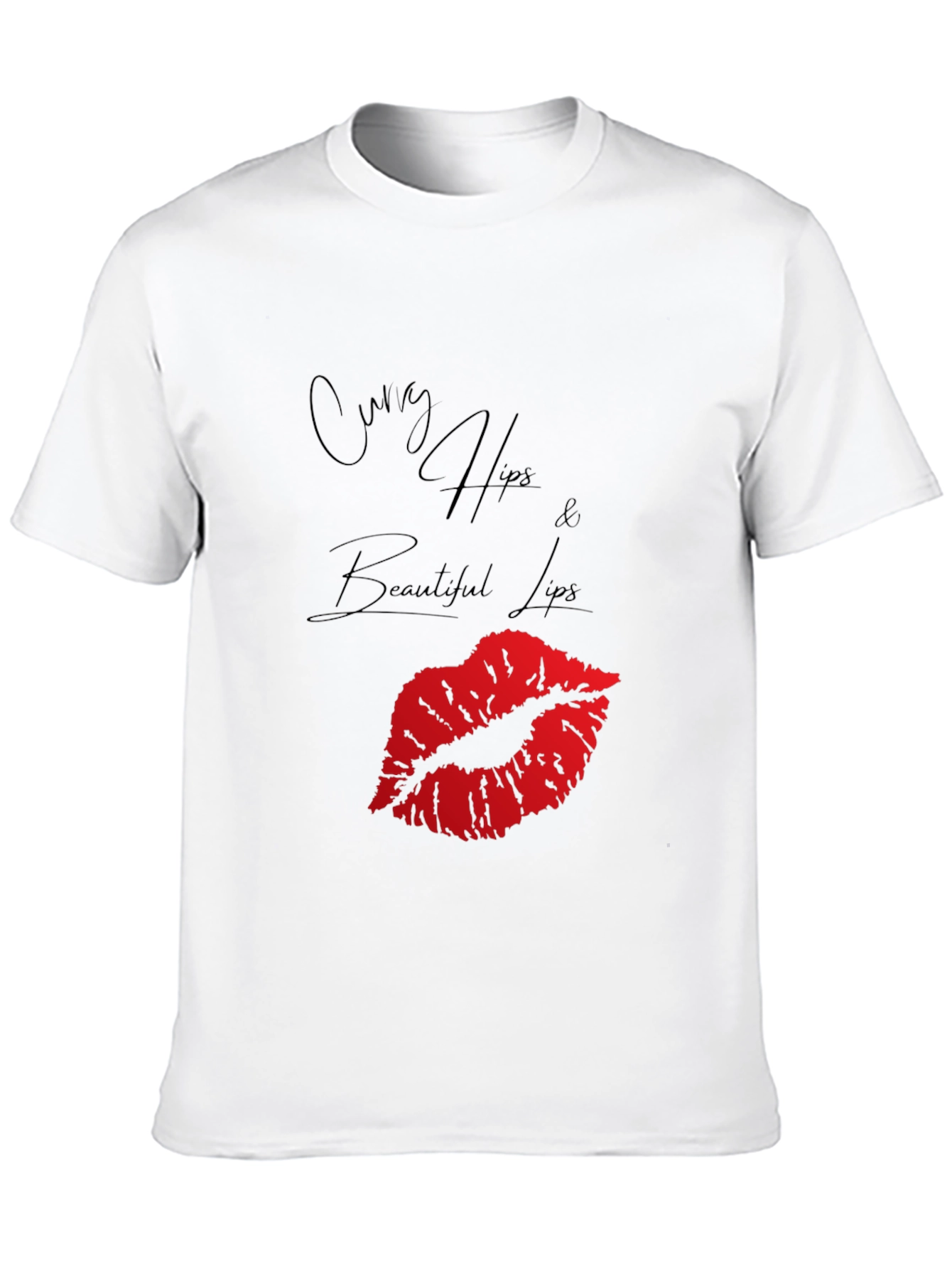 Curvy Hips Lips Graphic Tee - Black Casual Top