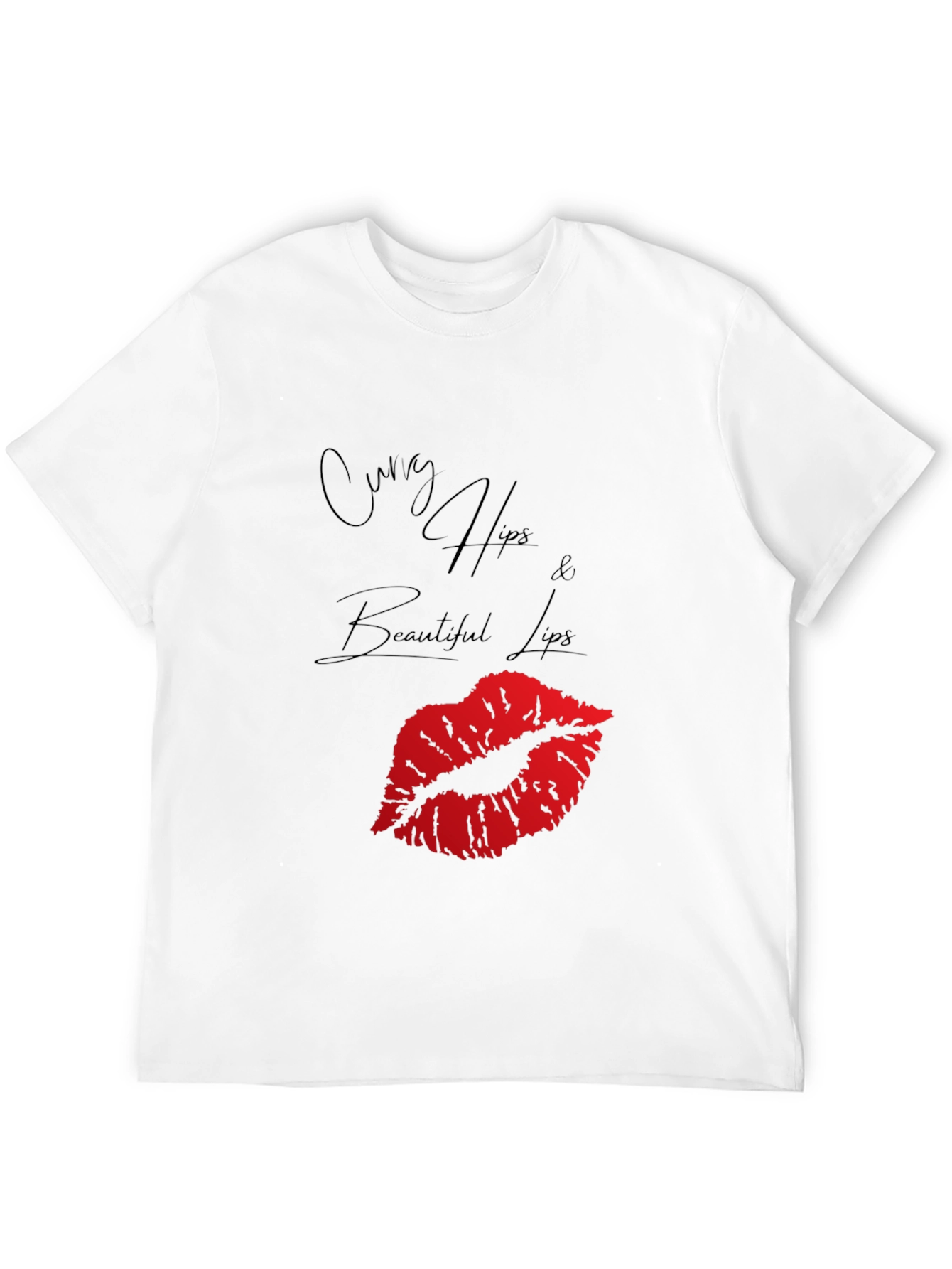 Curvy Hips Lips Graphic Tee - Black Casual Top