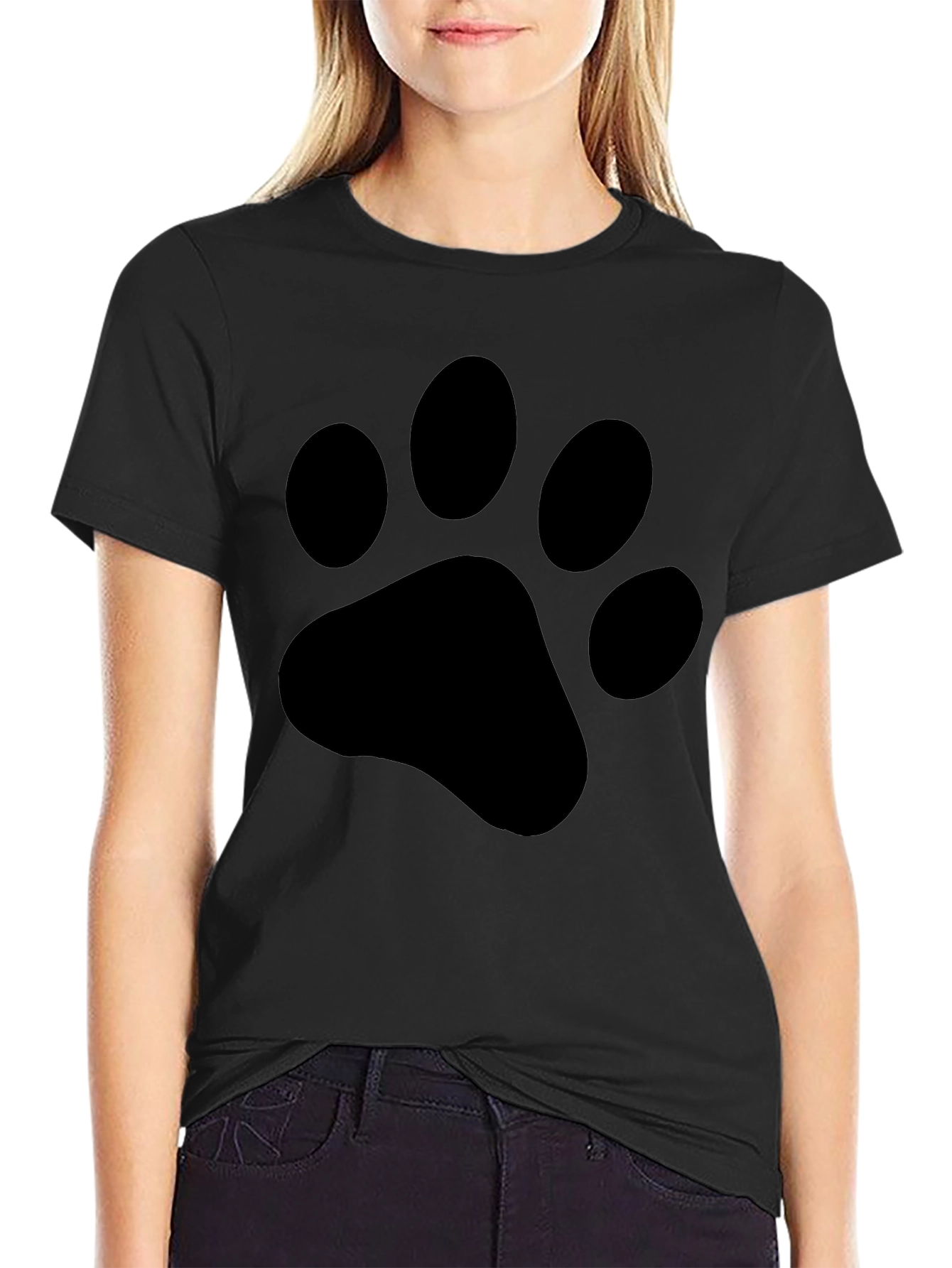 Black Paw Print T-Shirt - Casual Style
