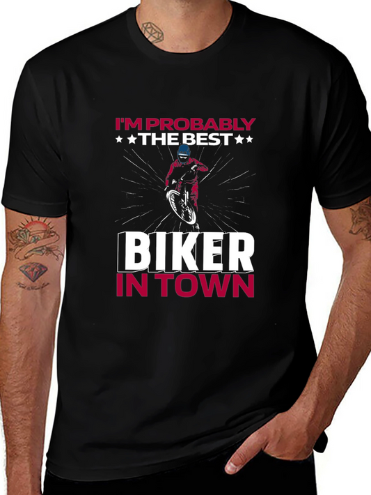 Biker in Town Graphic T-Shirt