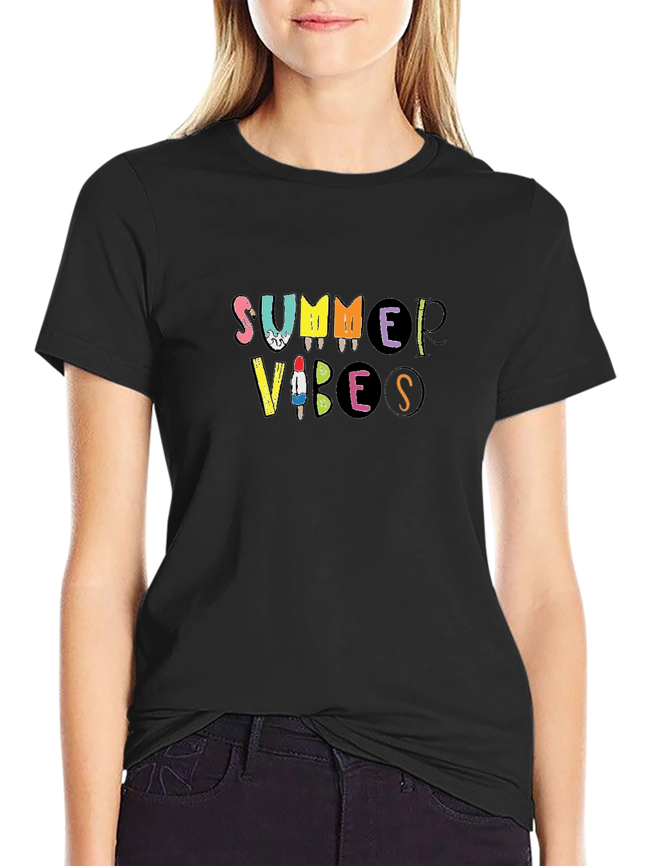 Summer Vibes Graphic Tee - Black