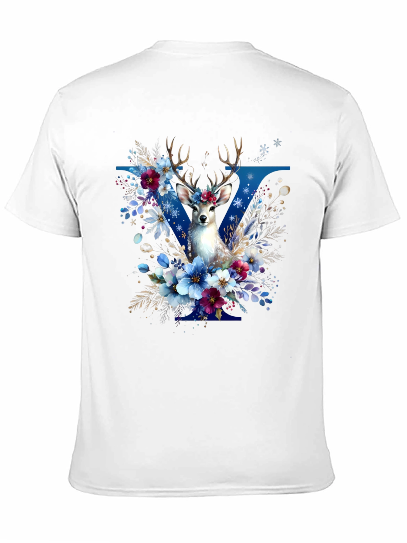 Floral Deer Graphic T-Shirt - Stylish Mens Tee
