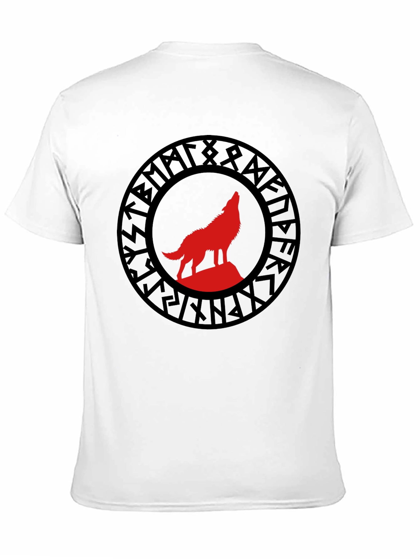 Viking Wolf Rune Graphic Tee - Black T-Shirt