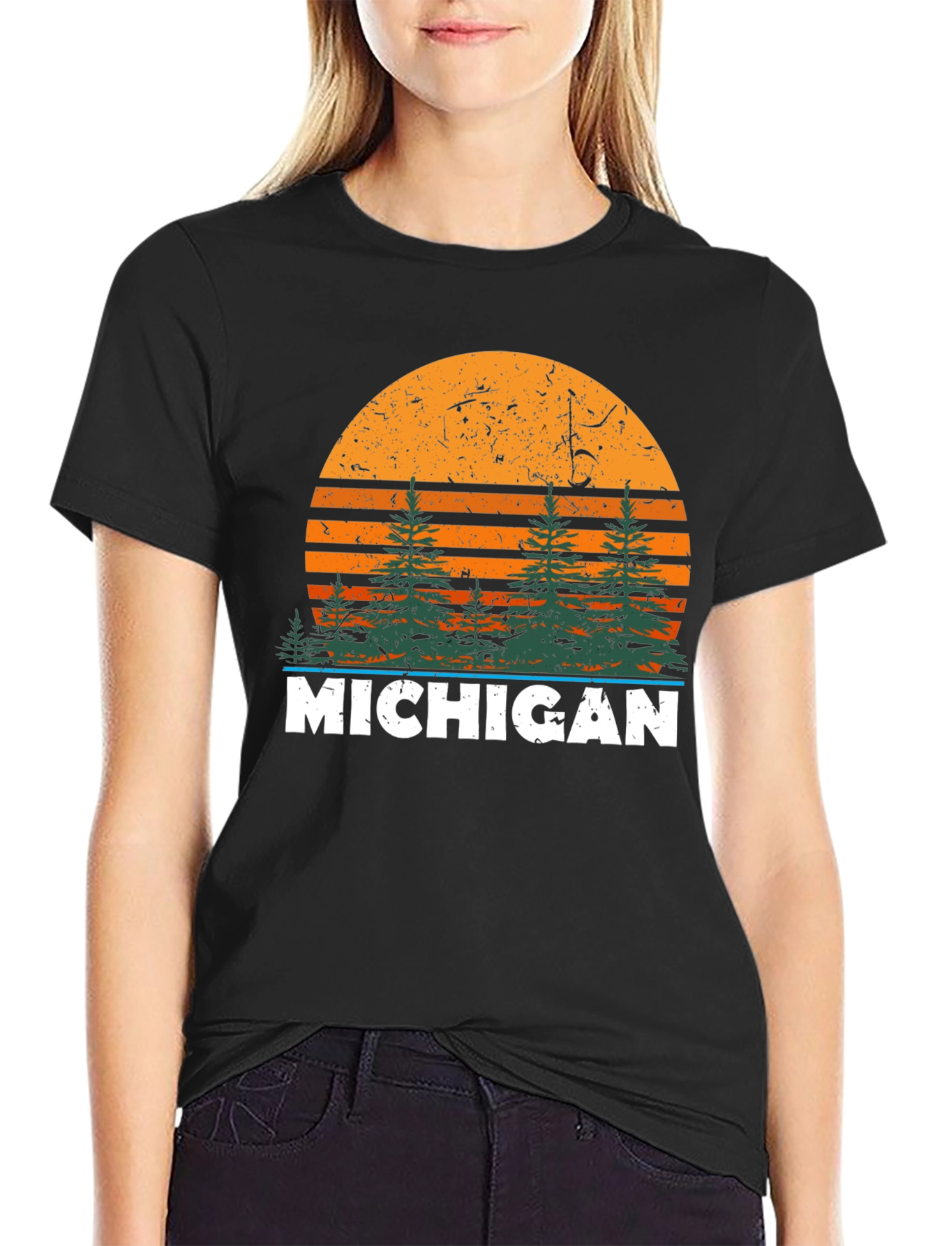 Michigan Retro Sunset T-Shirt - Nature Inspired Graphic Tee