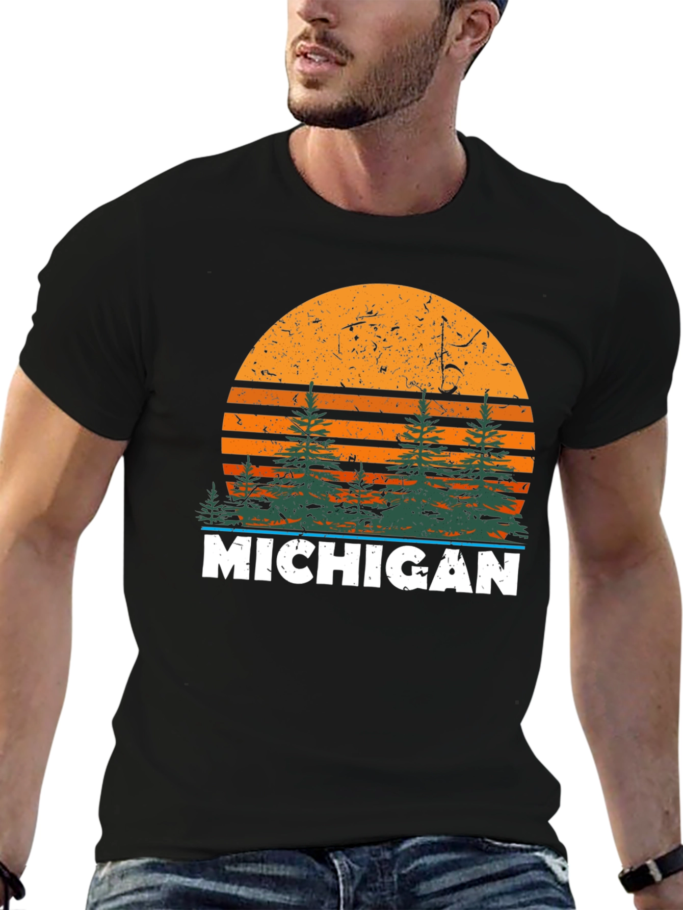 Michigan Retro Sunset T-Shirt - Nature Inspired Graphic Tee