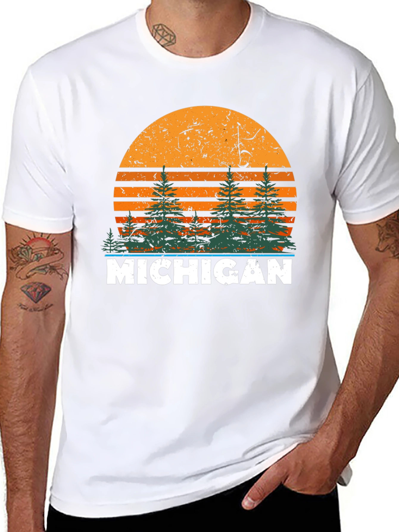 Michigan Retro Sunset T-Shirt - Nature Inspired Graphic Tee