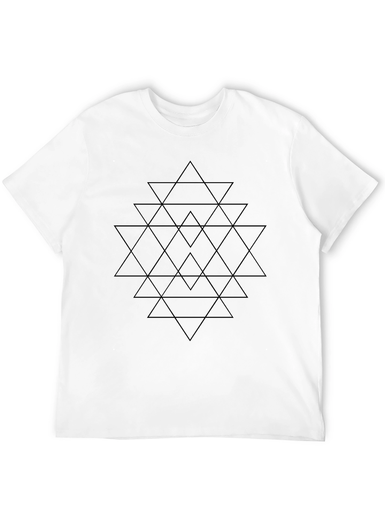 Geometric Triangle Design Black T-Shirt