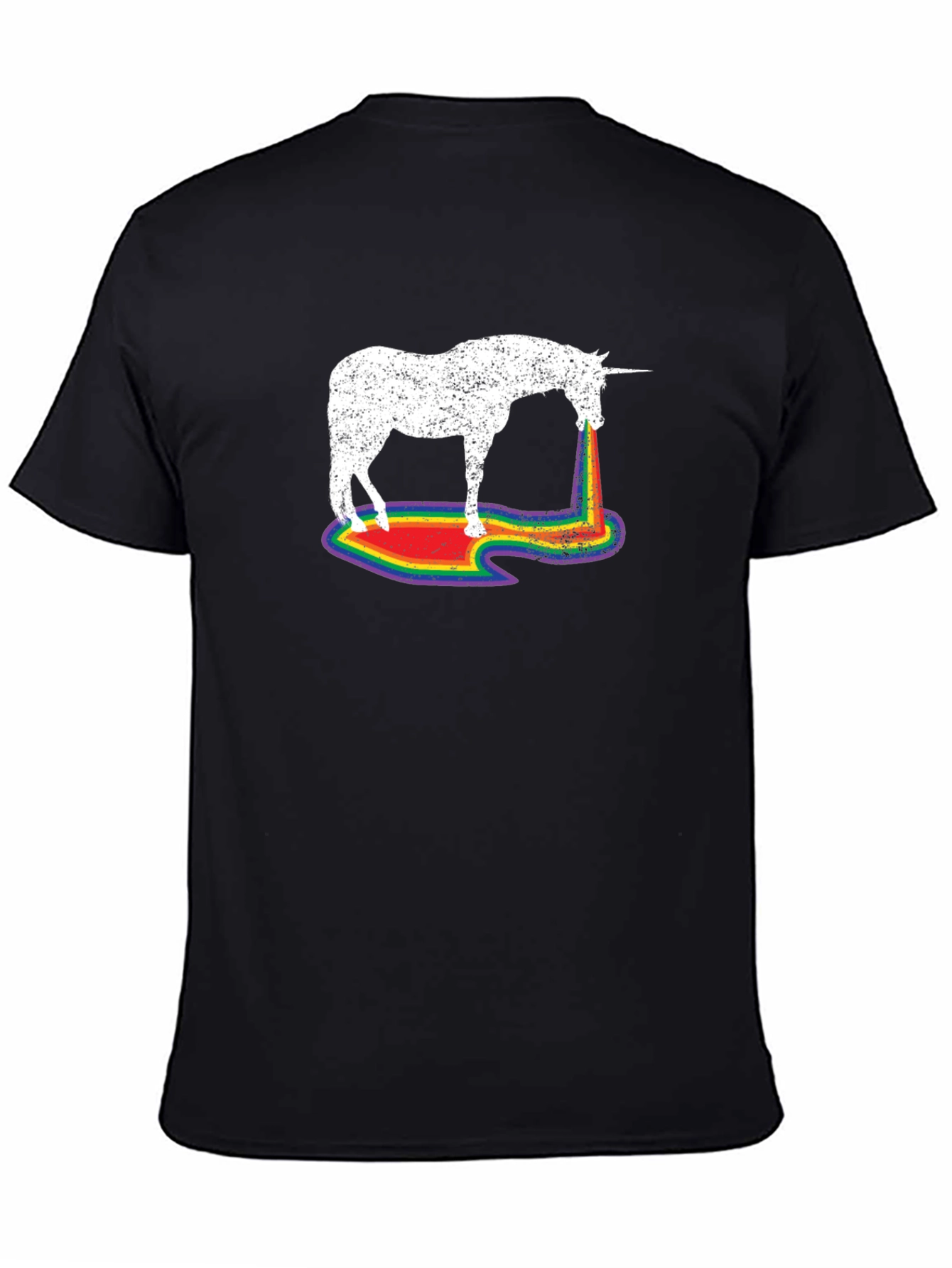 Rainbow Unicorn Mens T-Shirt - Black