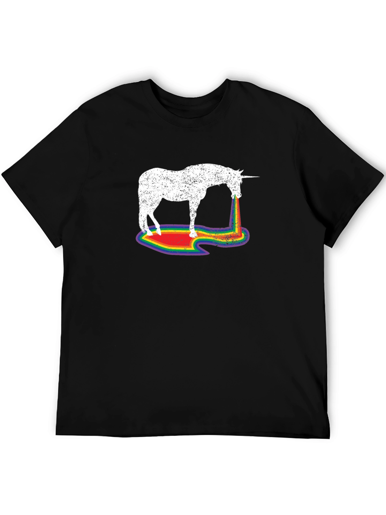 Rainbow Unicorn Mens T-Shirt - Black