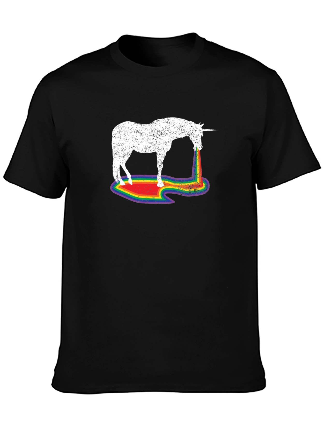 Rainbow Unicorn Mens T-Shirt - Black