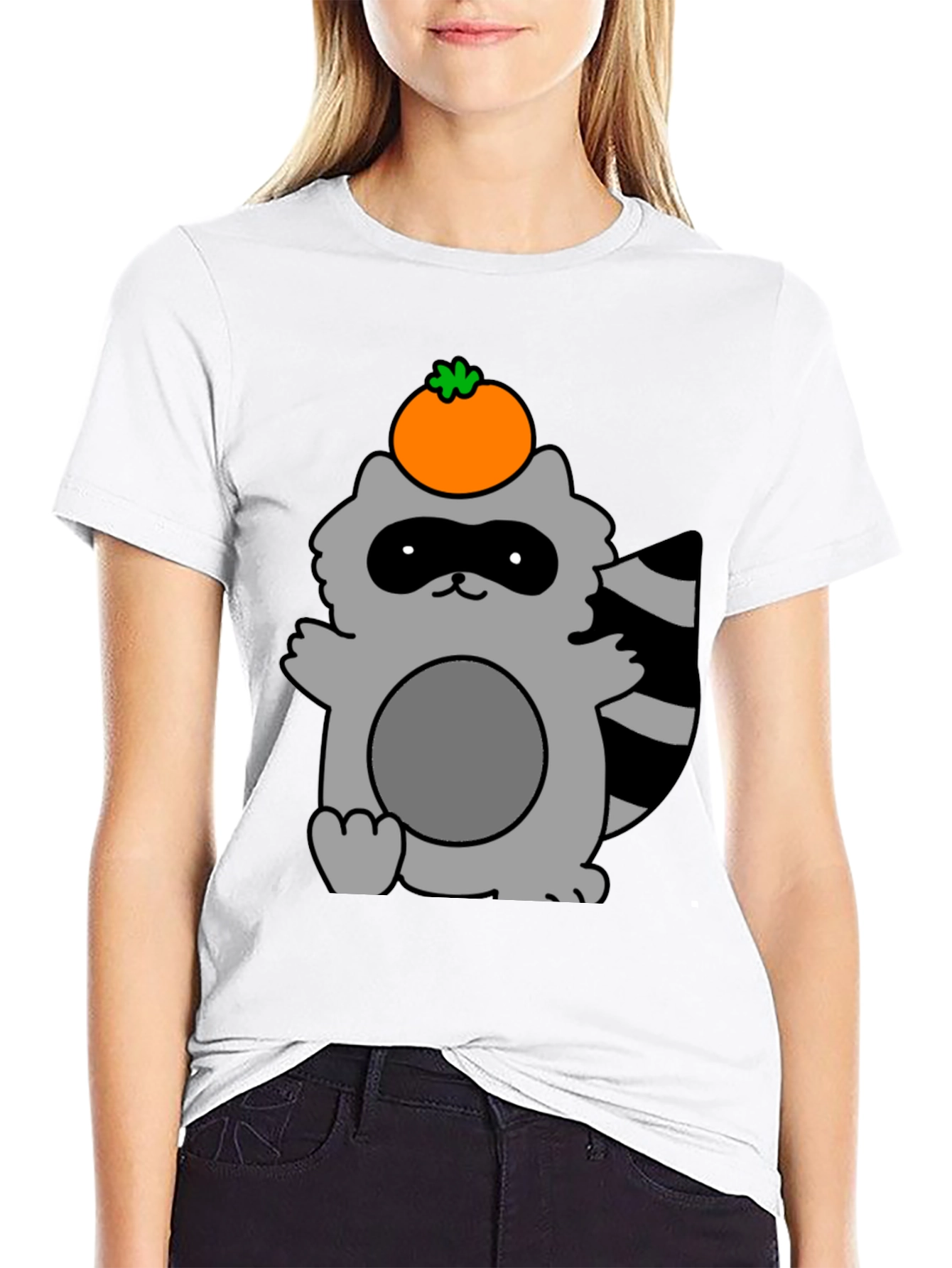 Cute Raccoon with Orange Fruit T-Shirt