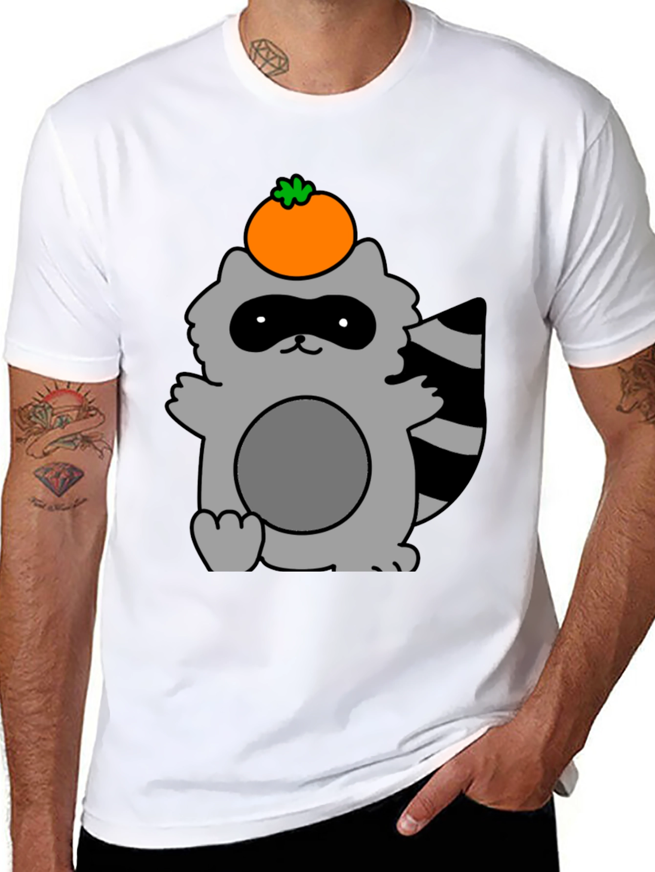 Cute Raccoon with Orange Fruit T-Shirt