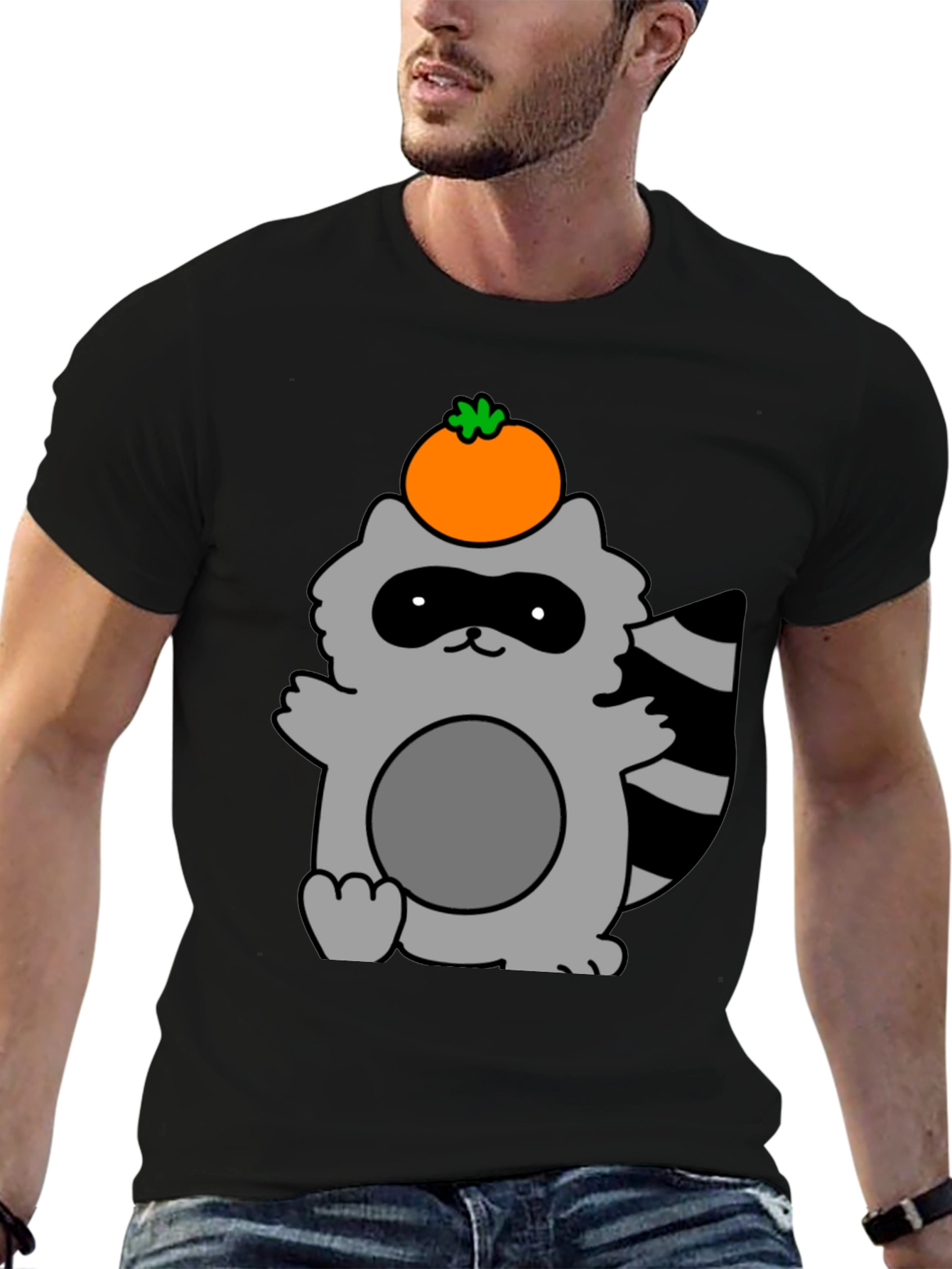 Cute Raccoon with Orange Fruit T-Shirt