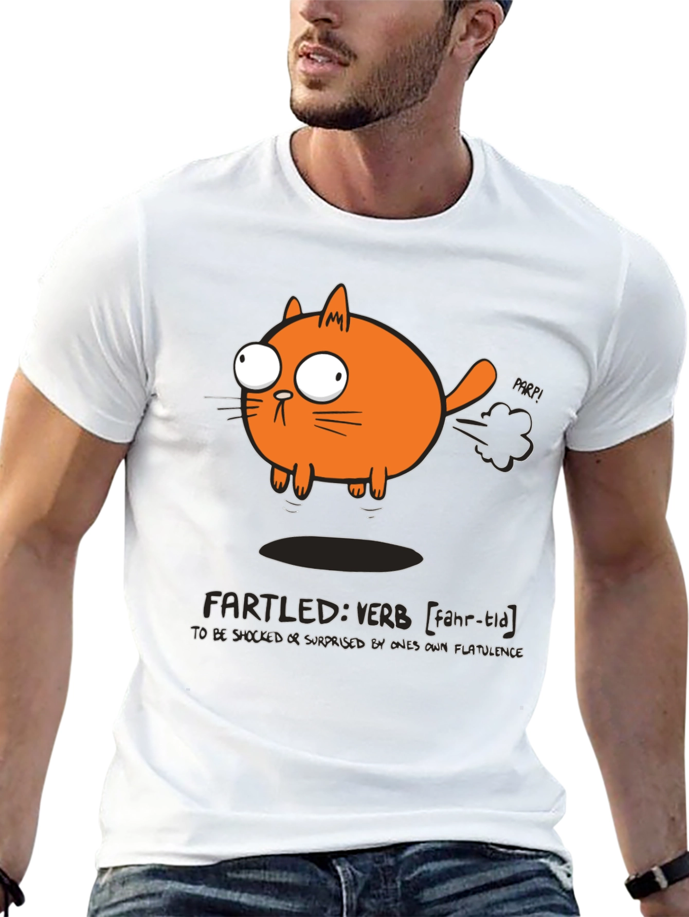Fartled Cat T-Shirt - Funny Humor Tee