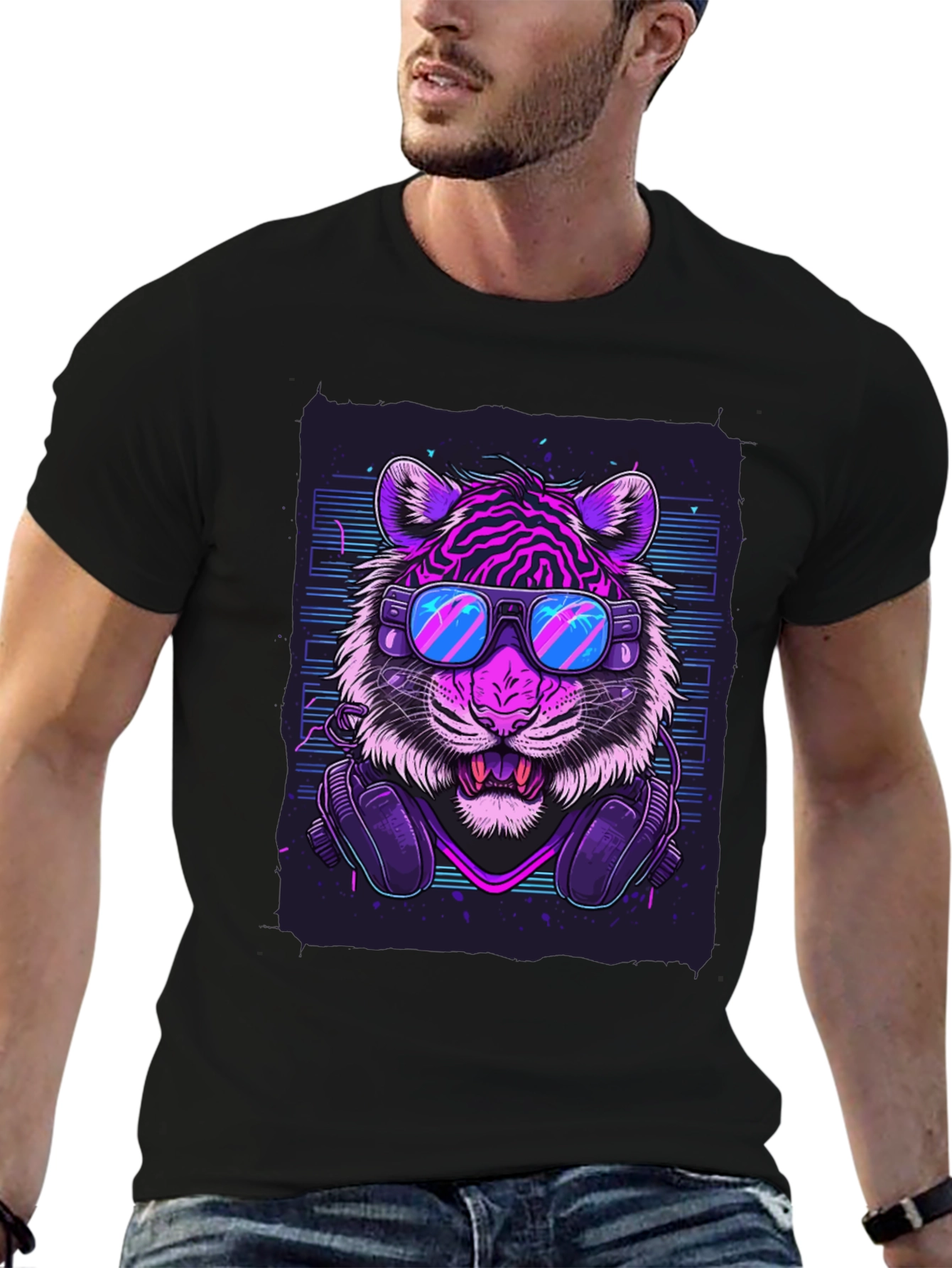 Neon Tiger Graphic Tee - Cool Animal Print T-Shirt