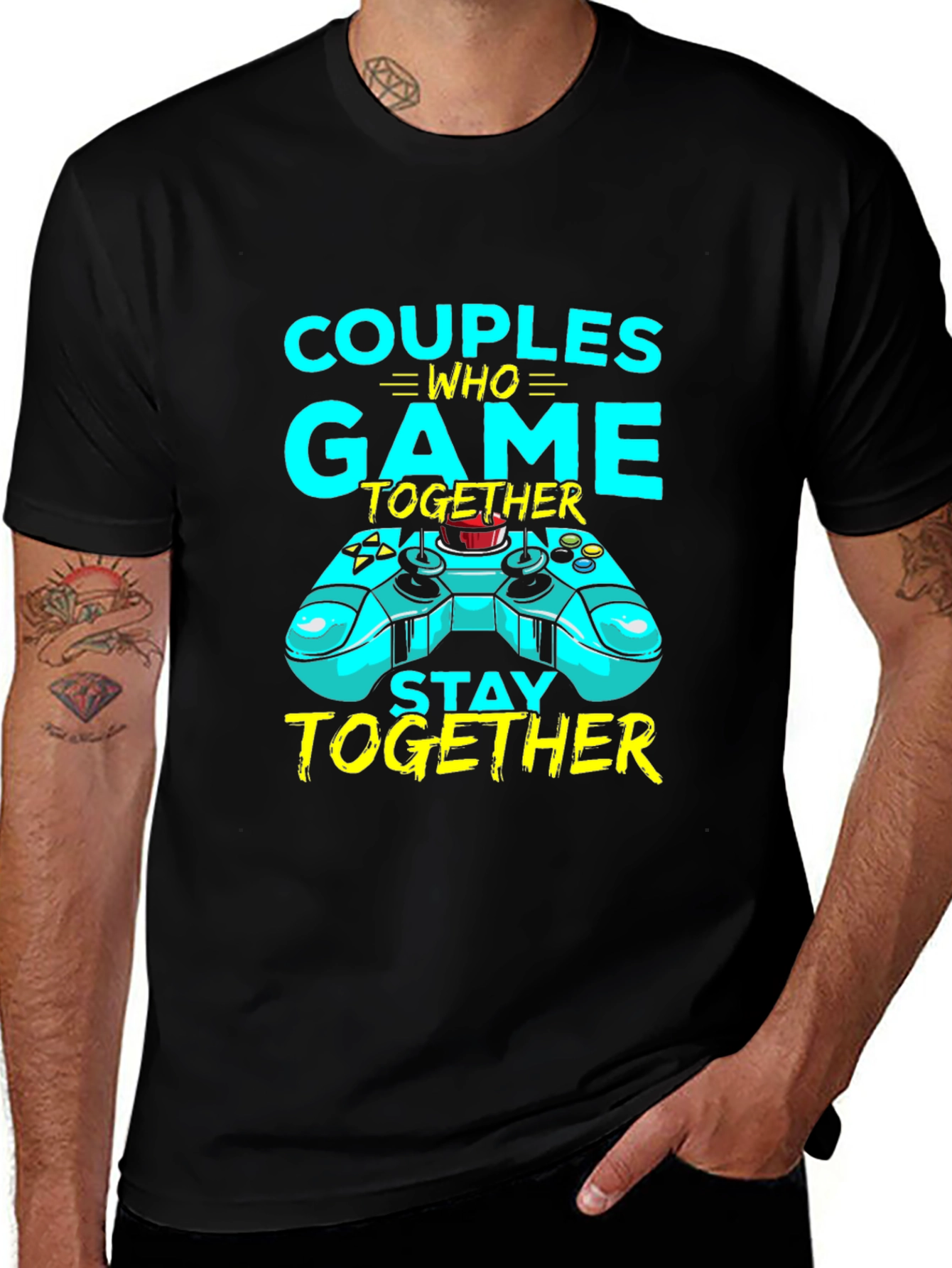 Couples Who Game Together Stay Together Black T-Shirt