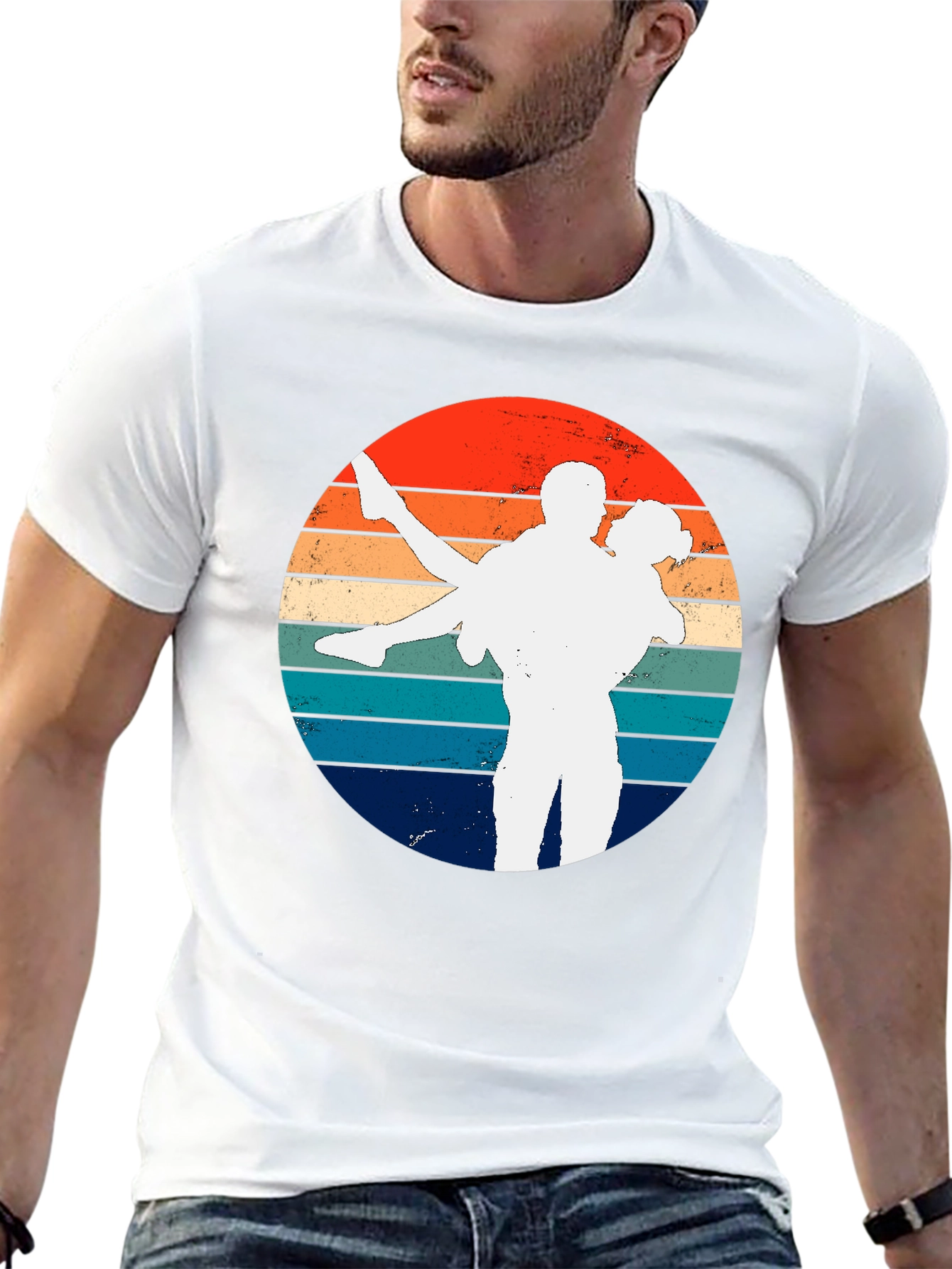 Retro Sunset Couple Dancing Graphic Tee